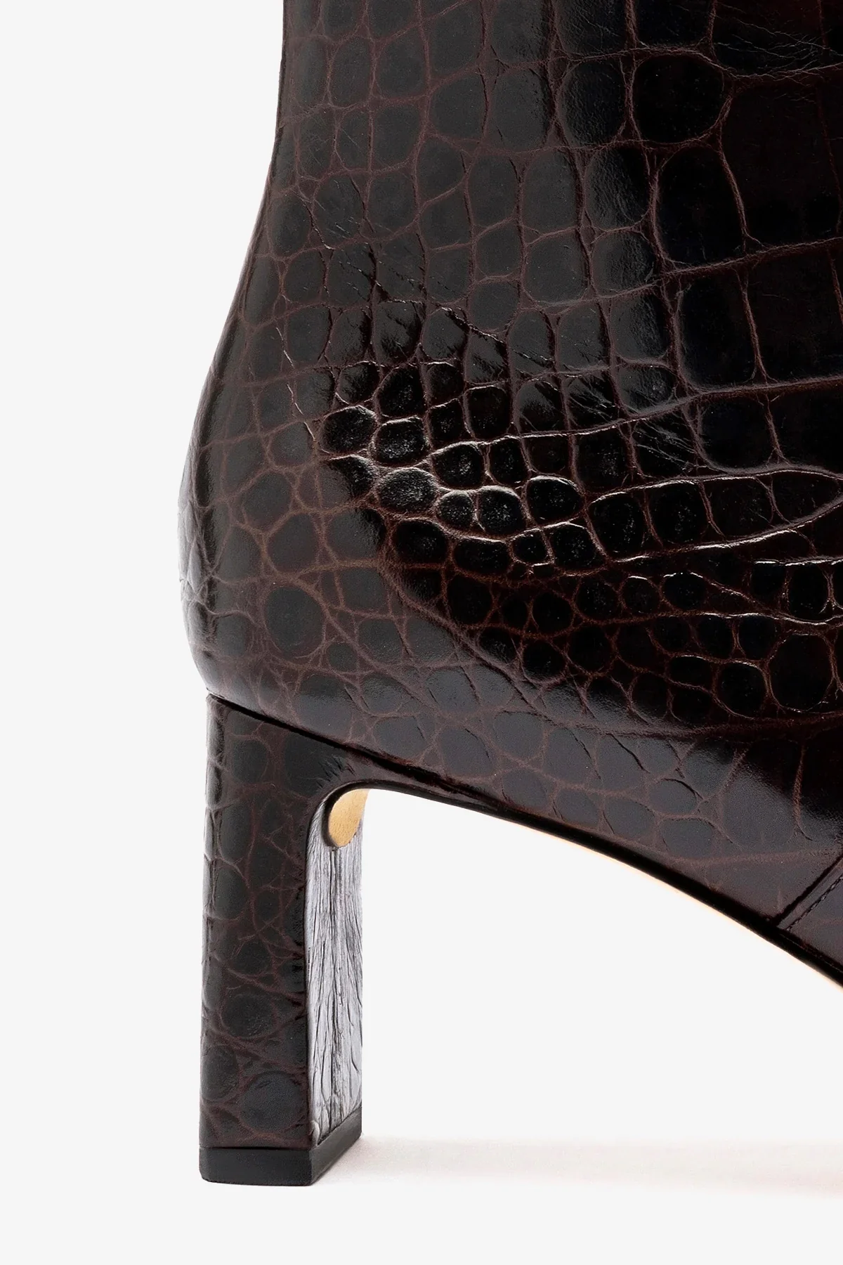Alexis Bootie In Dark Croco Embossed Leather