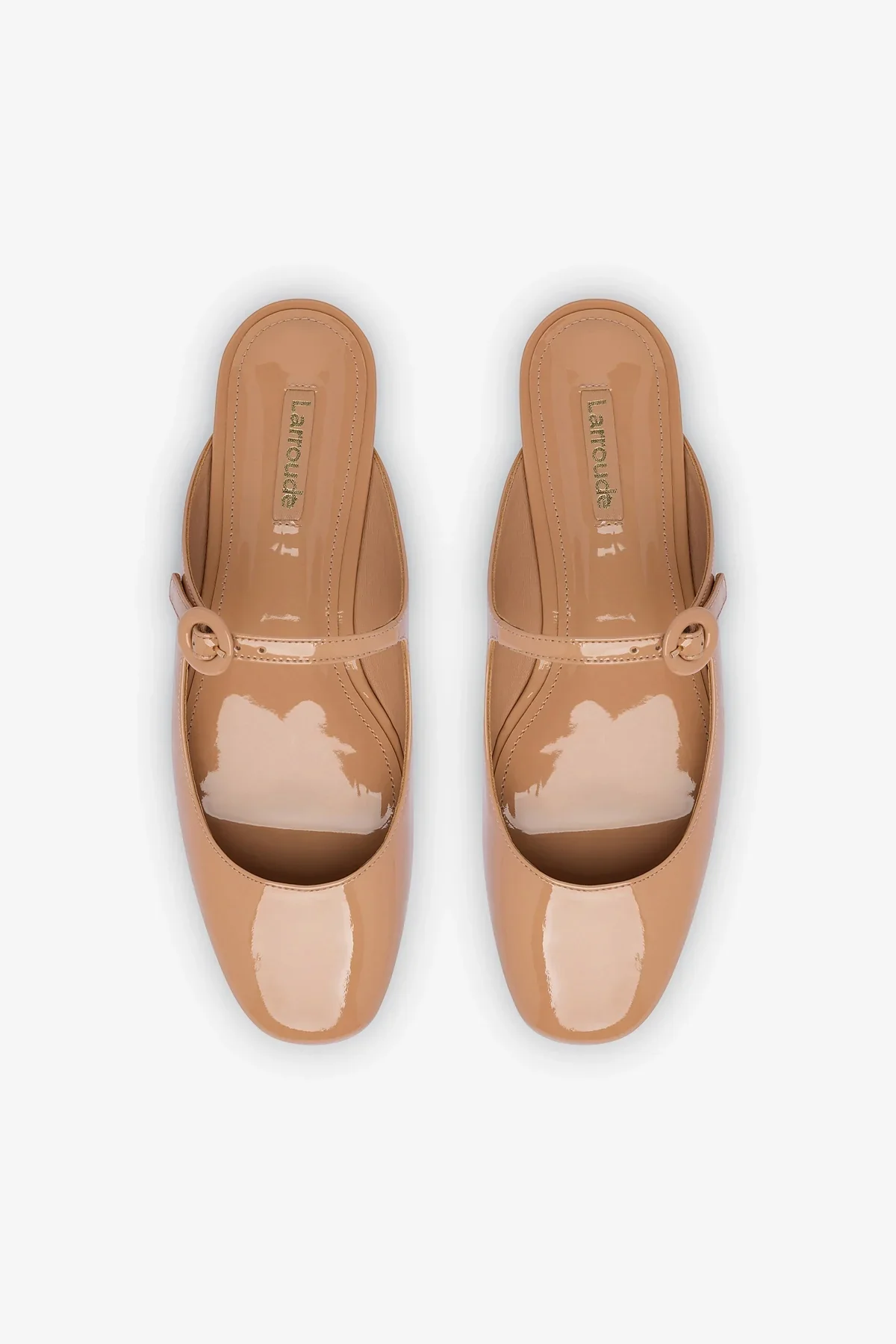 Blair Flat Mule In Tan Patent Leather