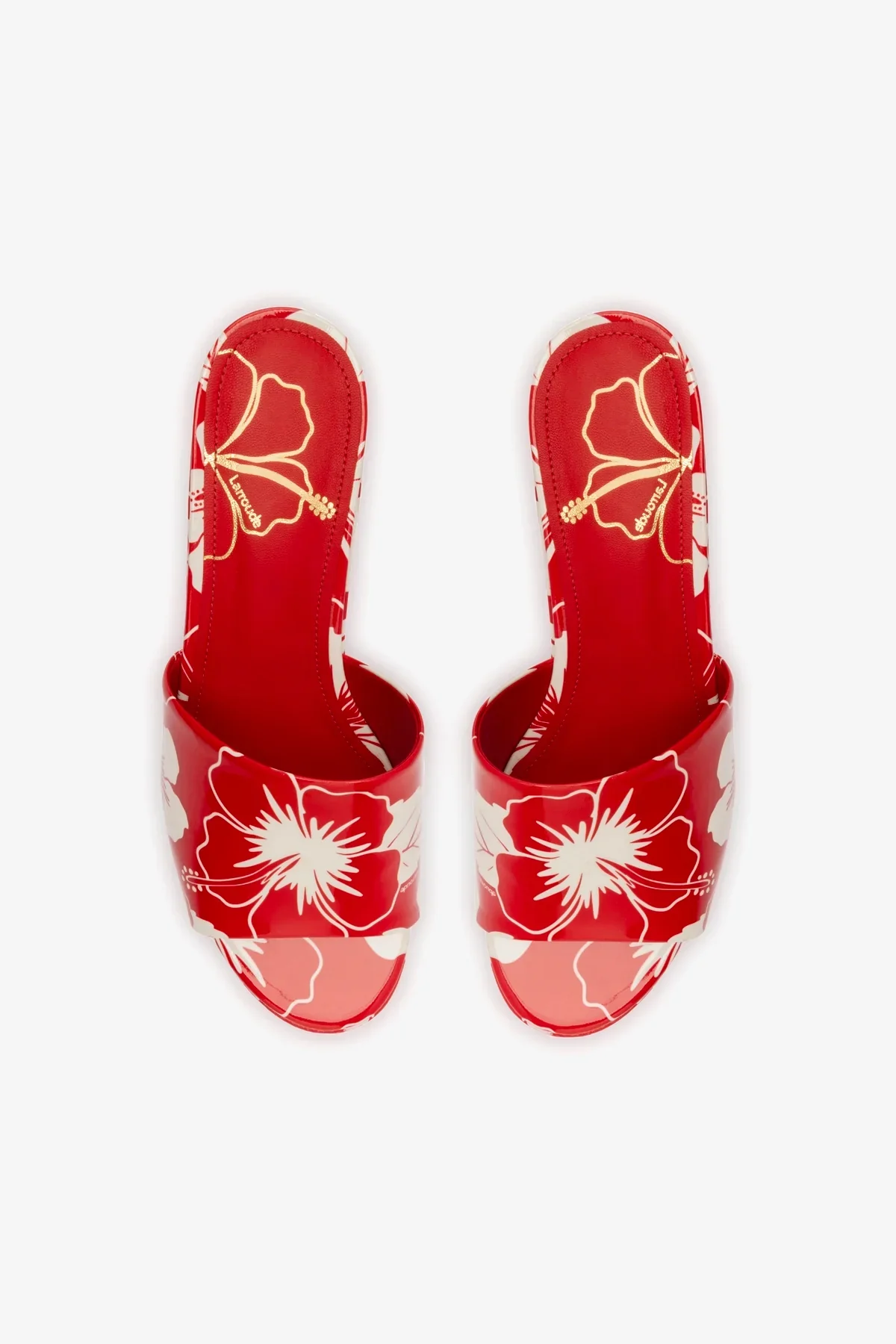 Miso Platform Sandal In Scarlet Printed Leather