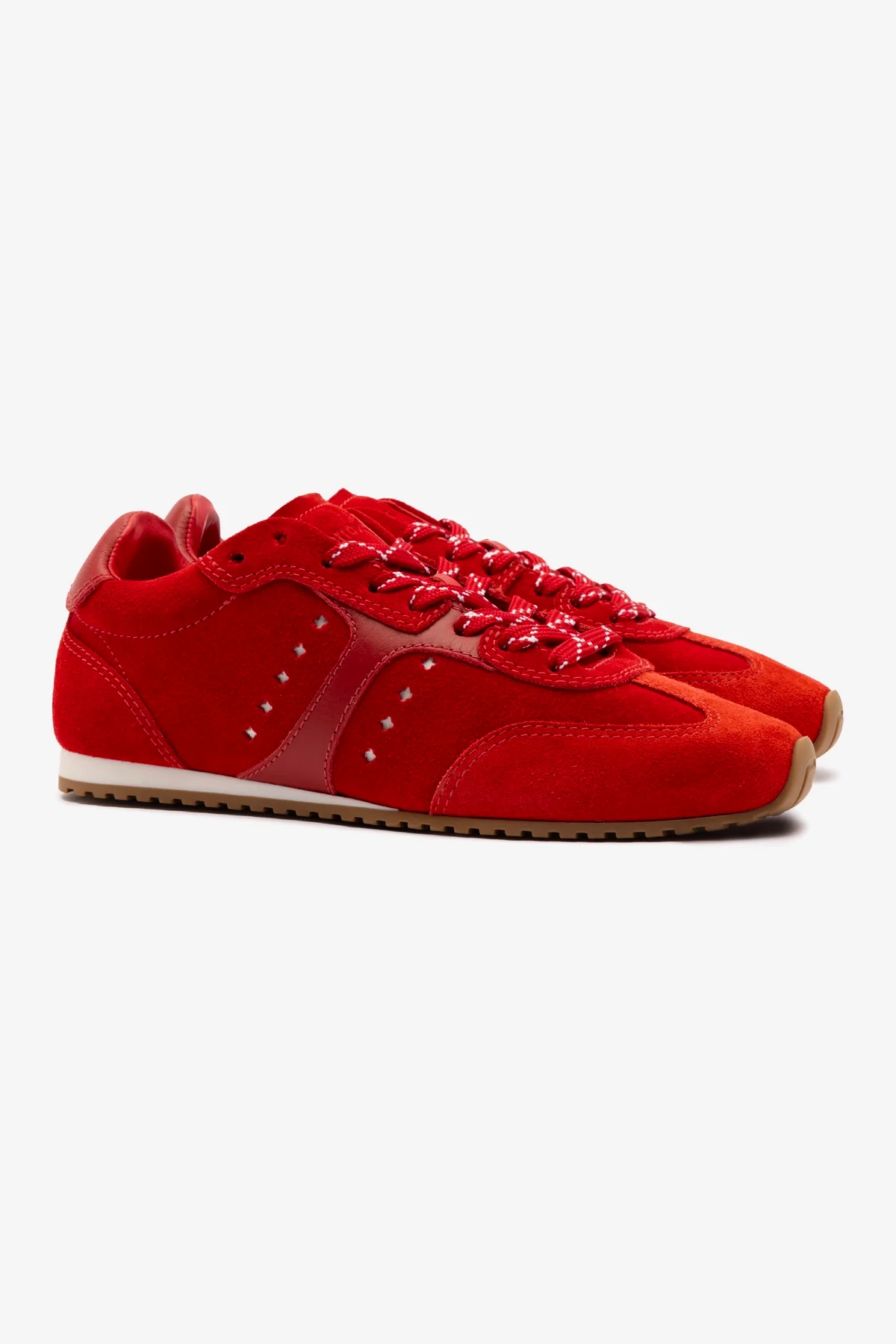 Stella Sneaker In Scarlet Suede and Blood Red Leather