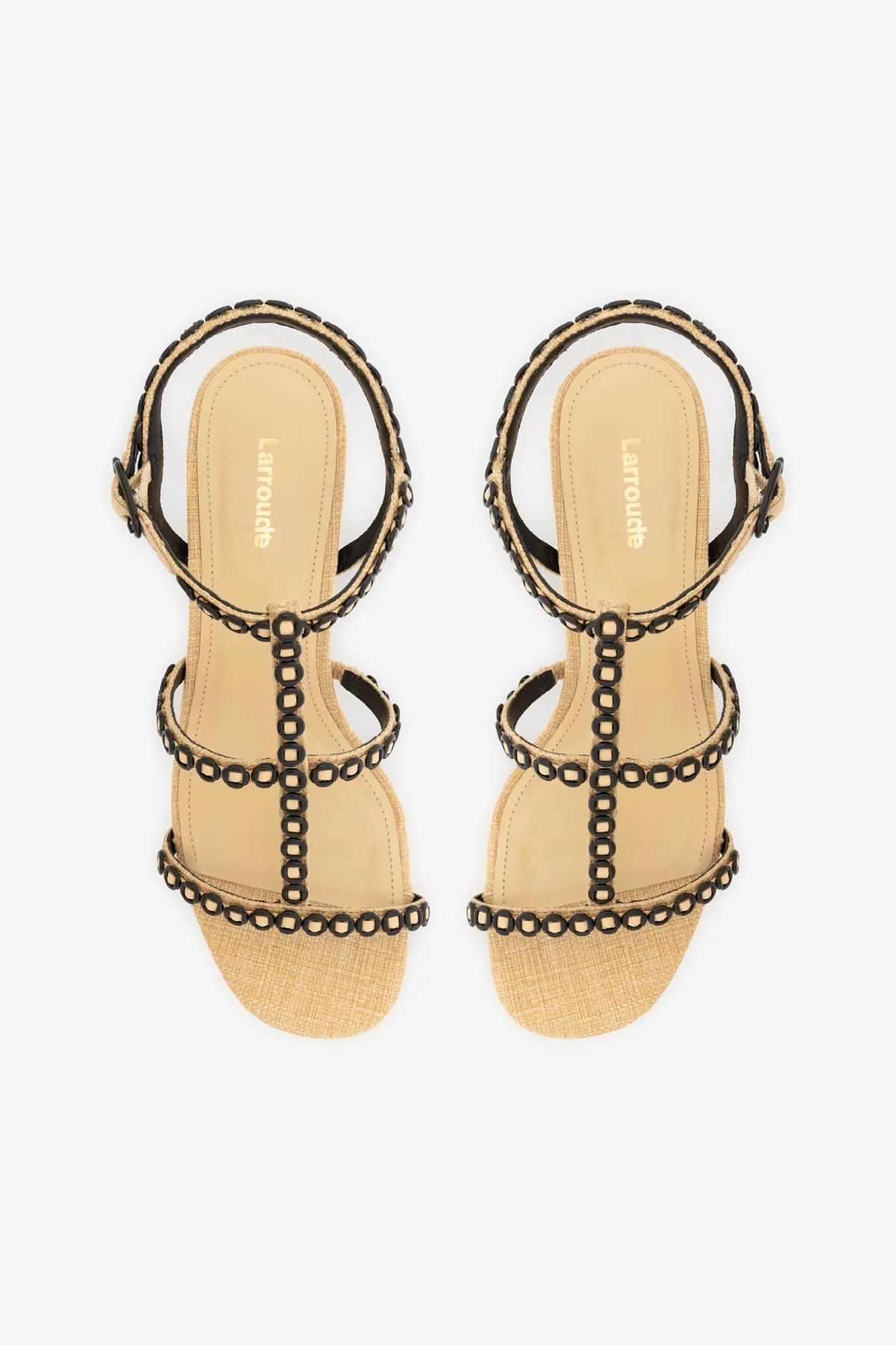 Milanina Block Sandal In Beige Raffia