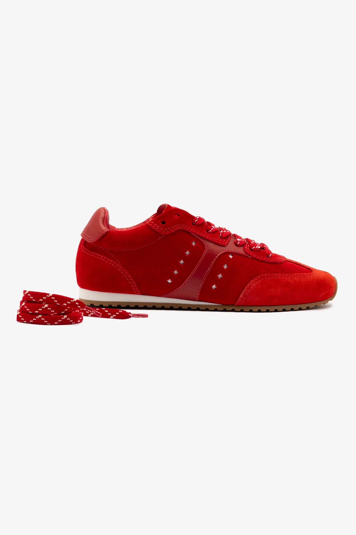 Stella Sneaker In Scarlet Suede and Blood Red Leather