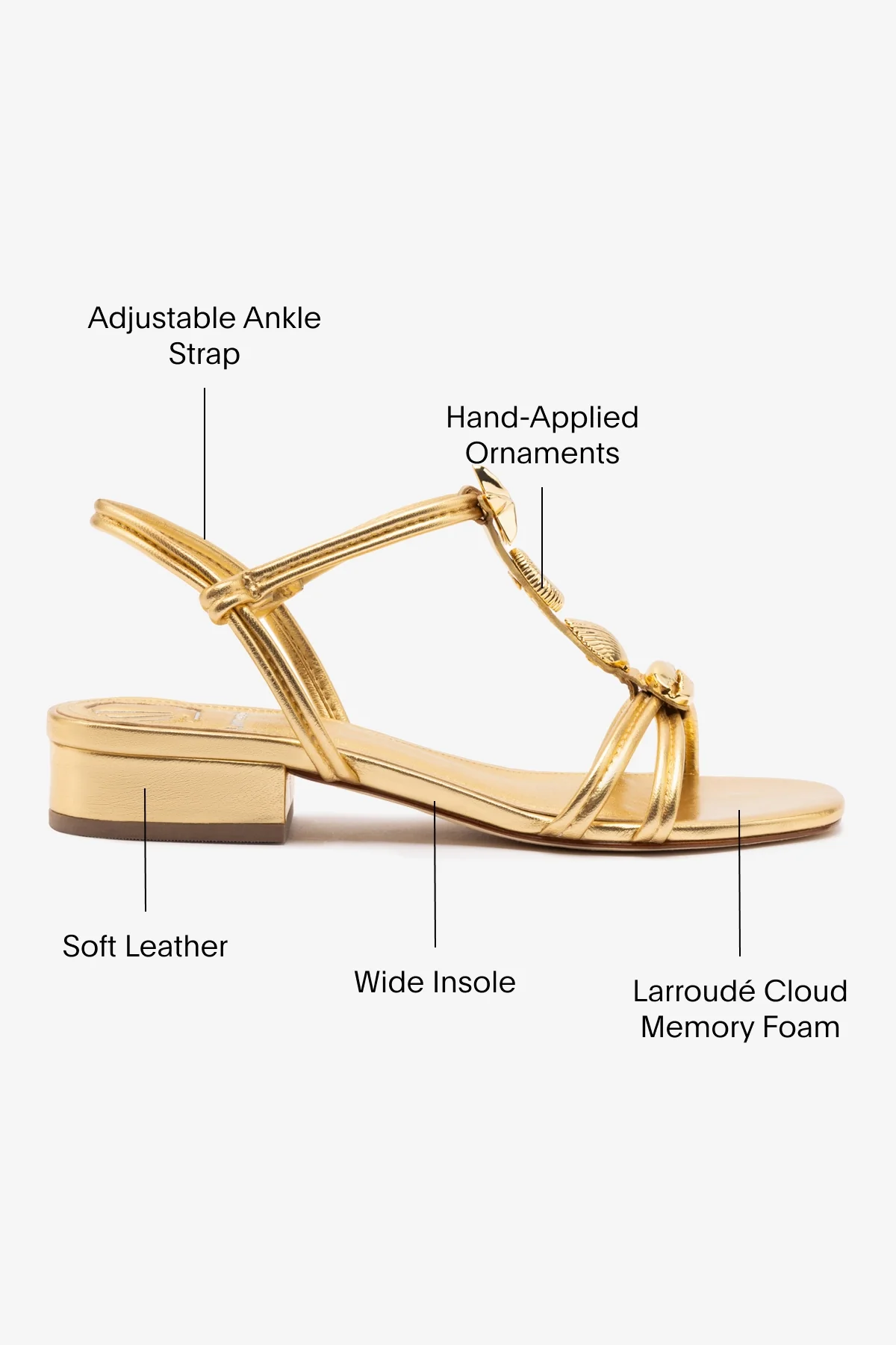 Shelly Flat Sandal In Gold Metallic Leather
