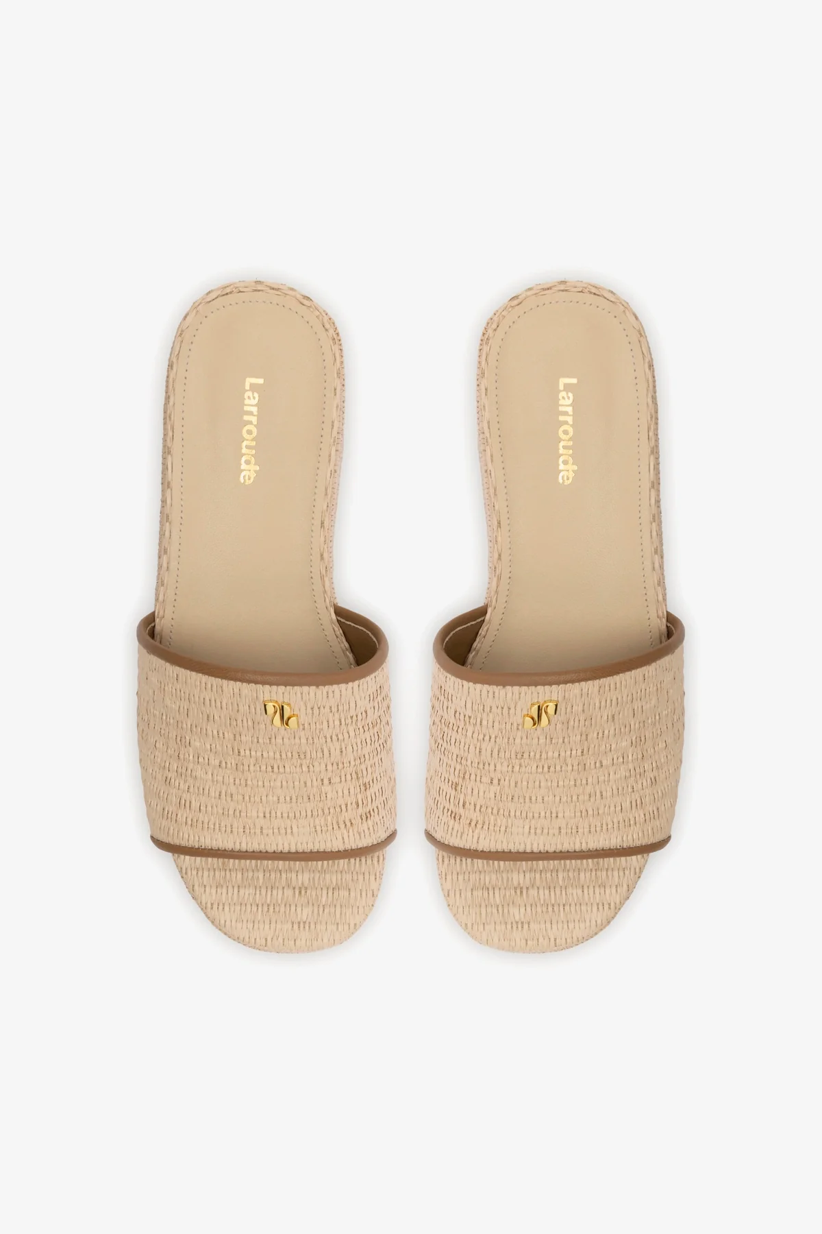 Alex Flatform Mule In Natural Raffia and Hazelnut Trimming