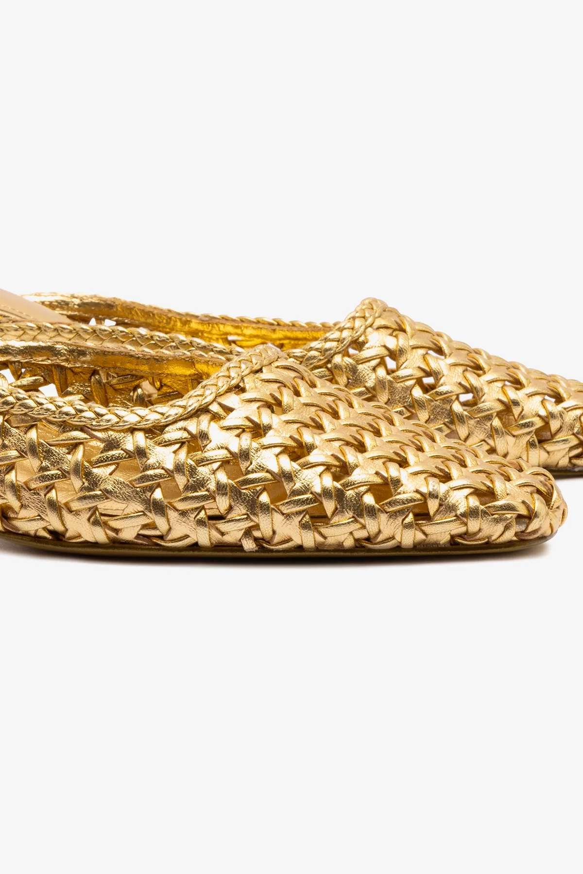 Amal Macrame Mule In Gold Metallic Leather