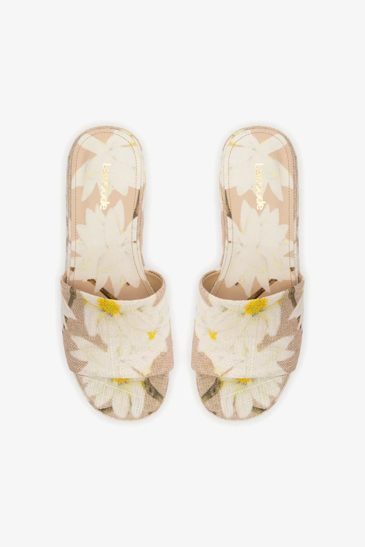 Alex Flatform Mule In Beige Printed Raffia