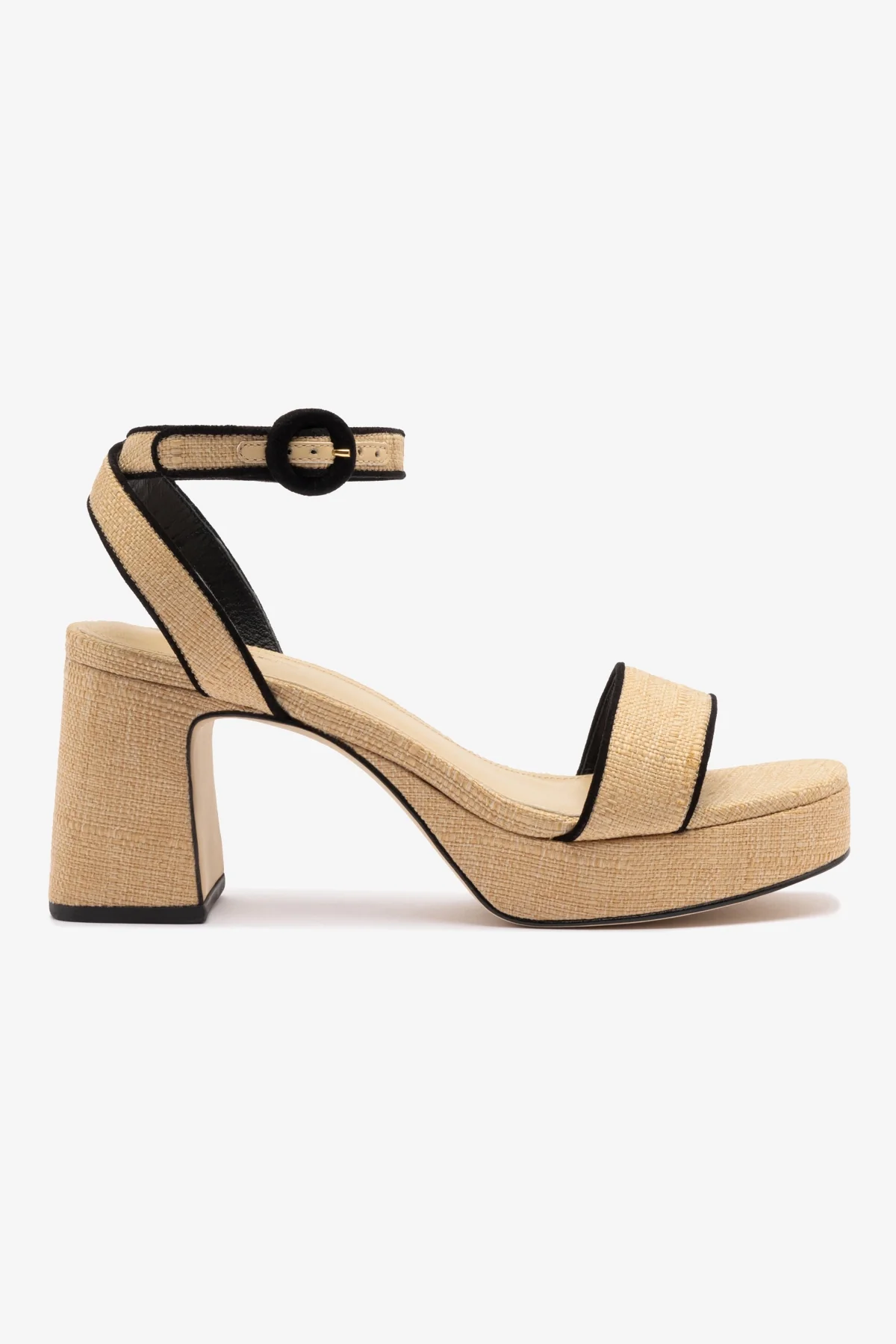 Dolly Low Sandal In Beige Raffia and Black Trimming