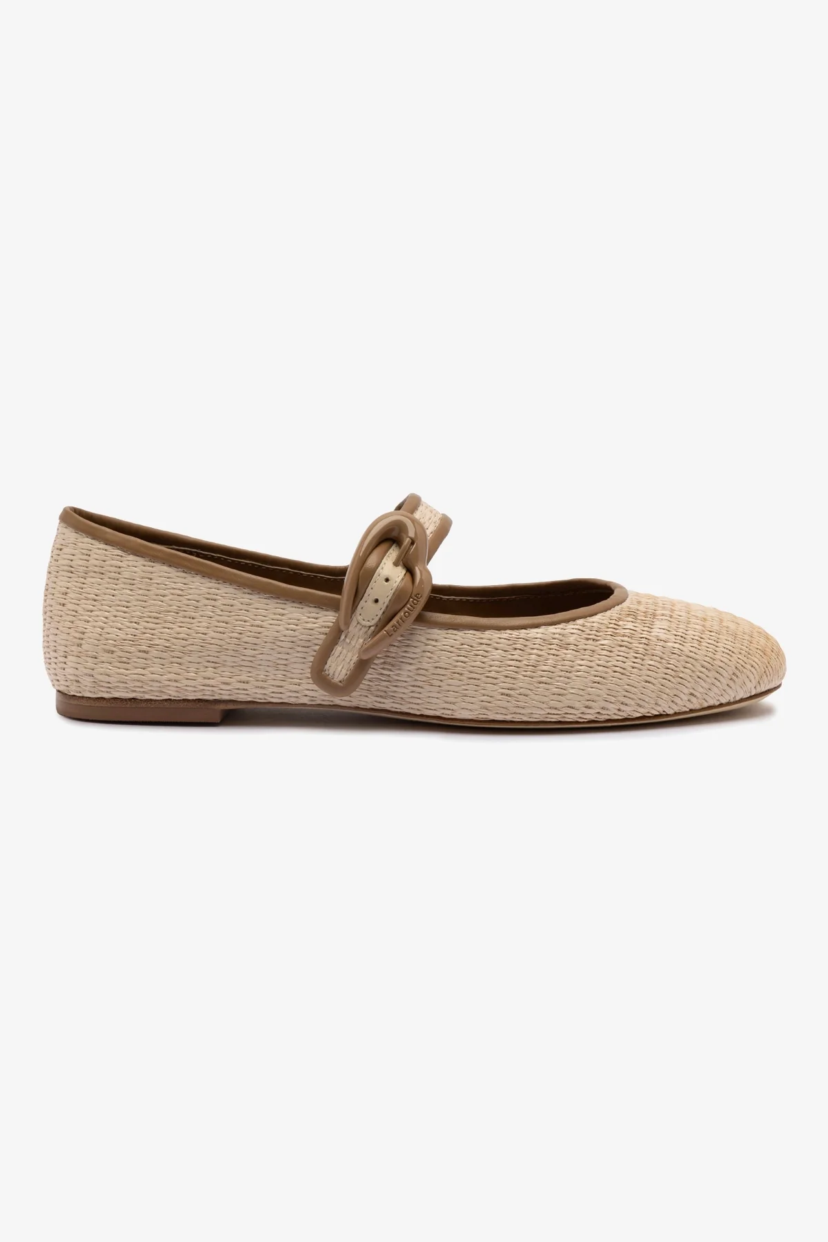 Verona Ballet Flat In Natural Raffia and Hazelnut Trimming