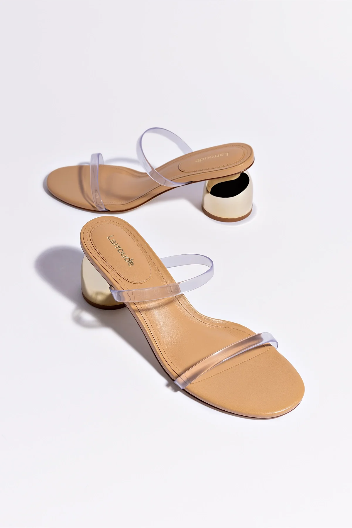 Dew Drop Mule In Tan Leather and Vinyl