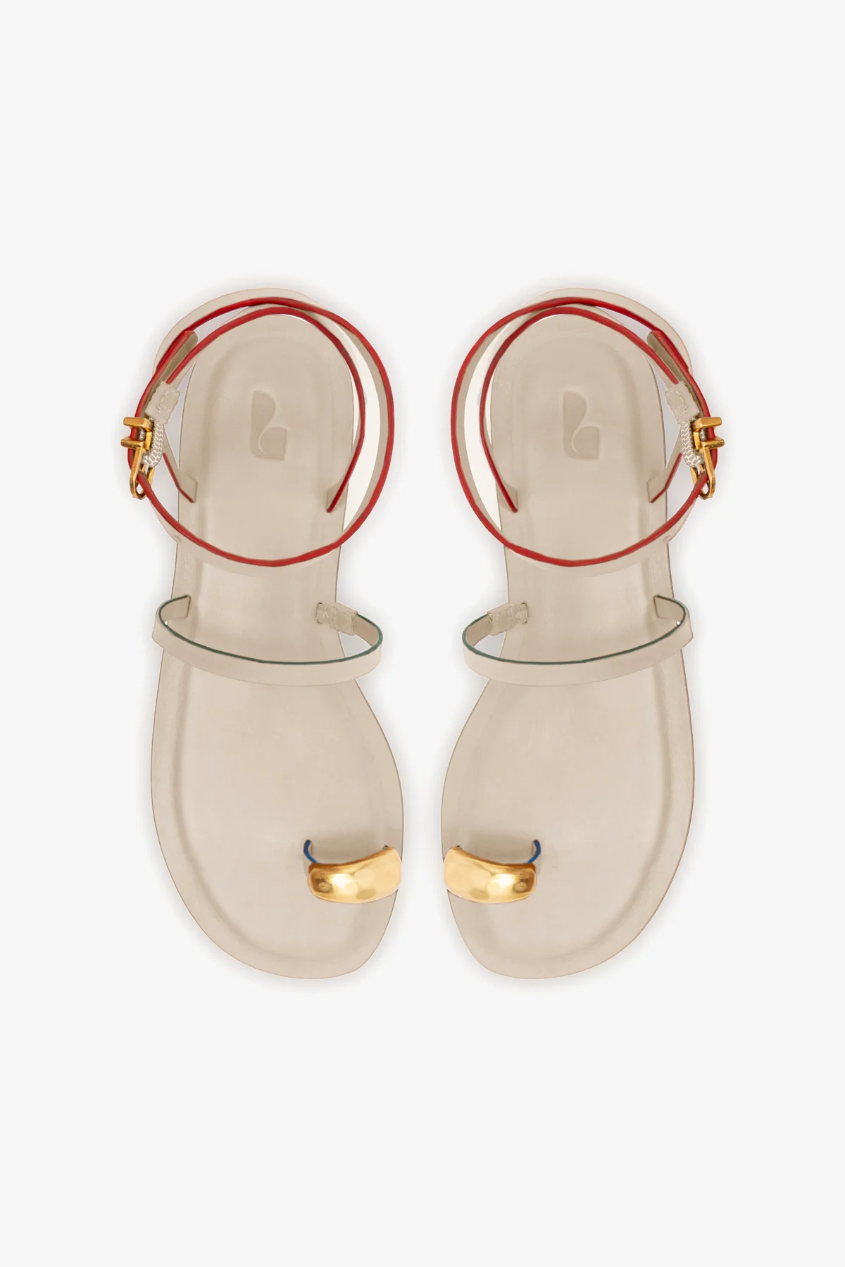 Biarritz Flat Sandal In Ivory Leather
