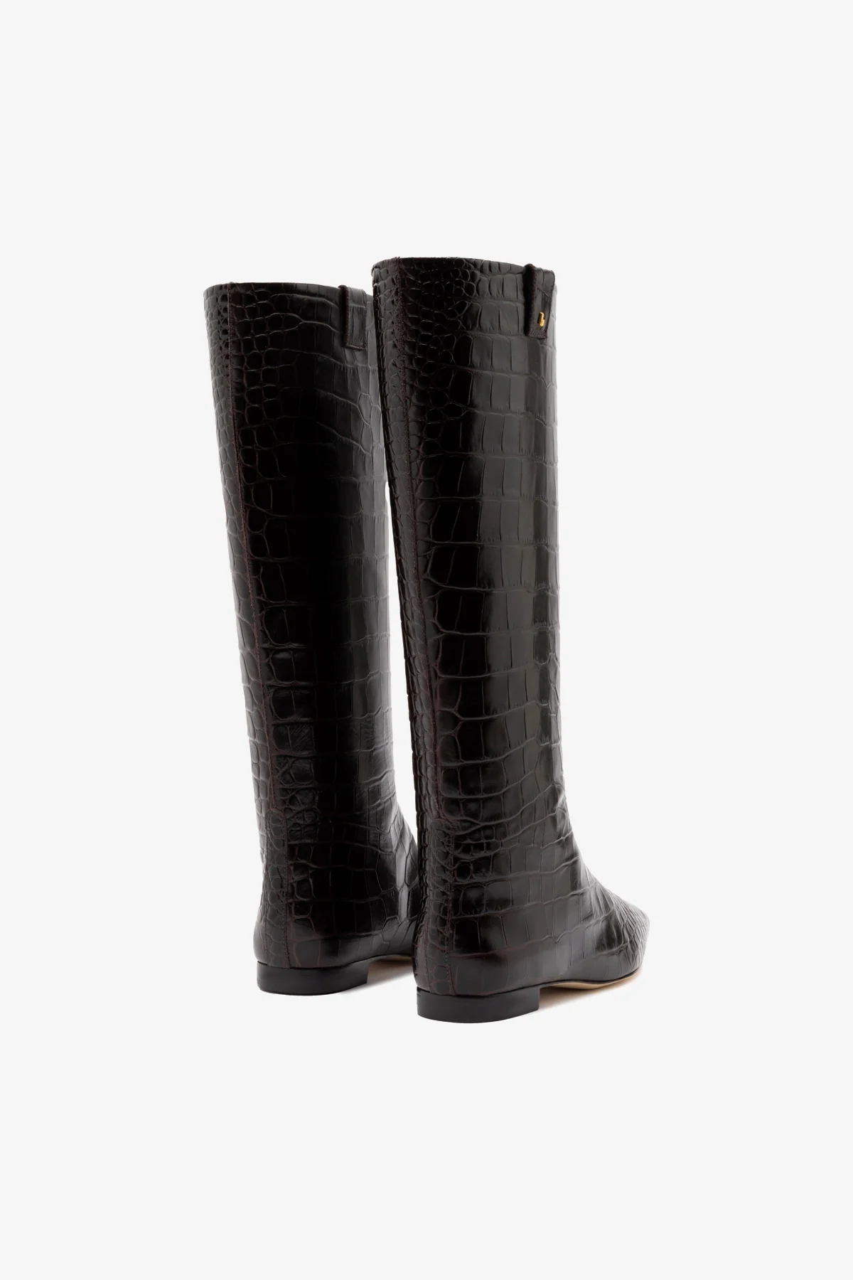 Alexis Flat Boot In Brown Croc Leather