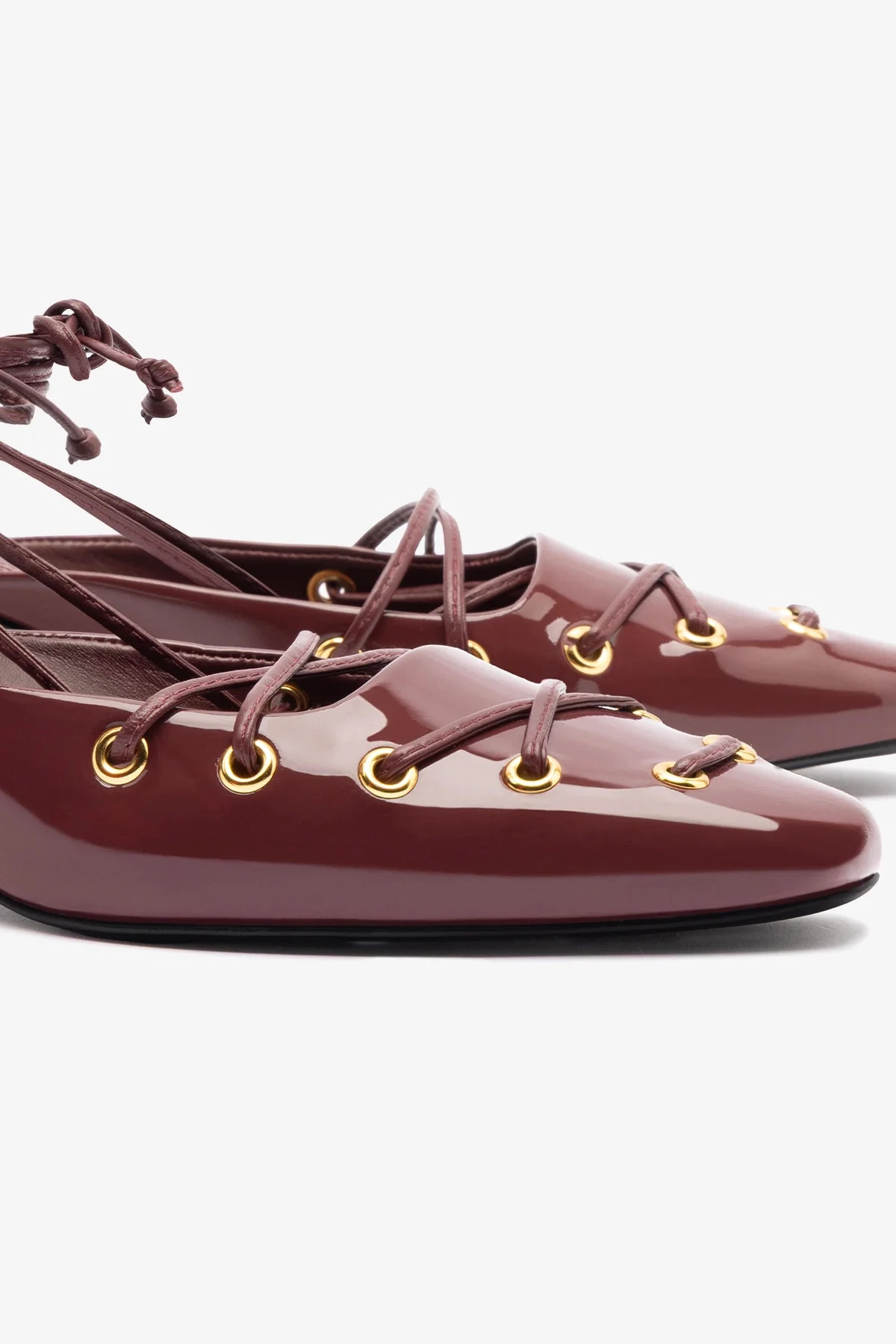 Amal Lace Up Pump In Burgundy Leather