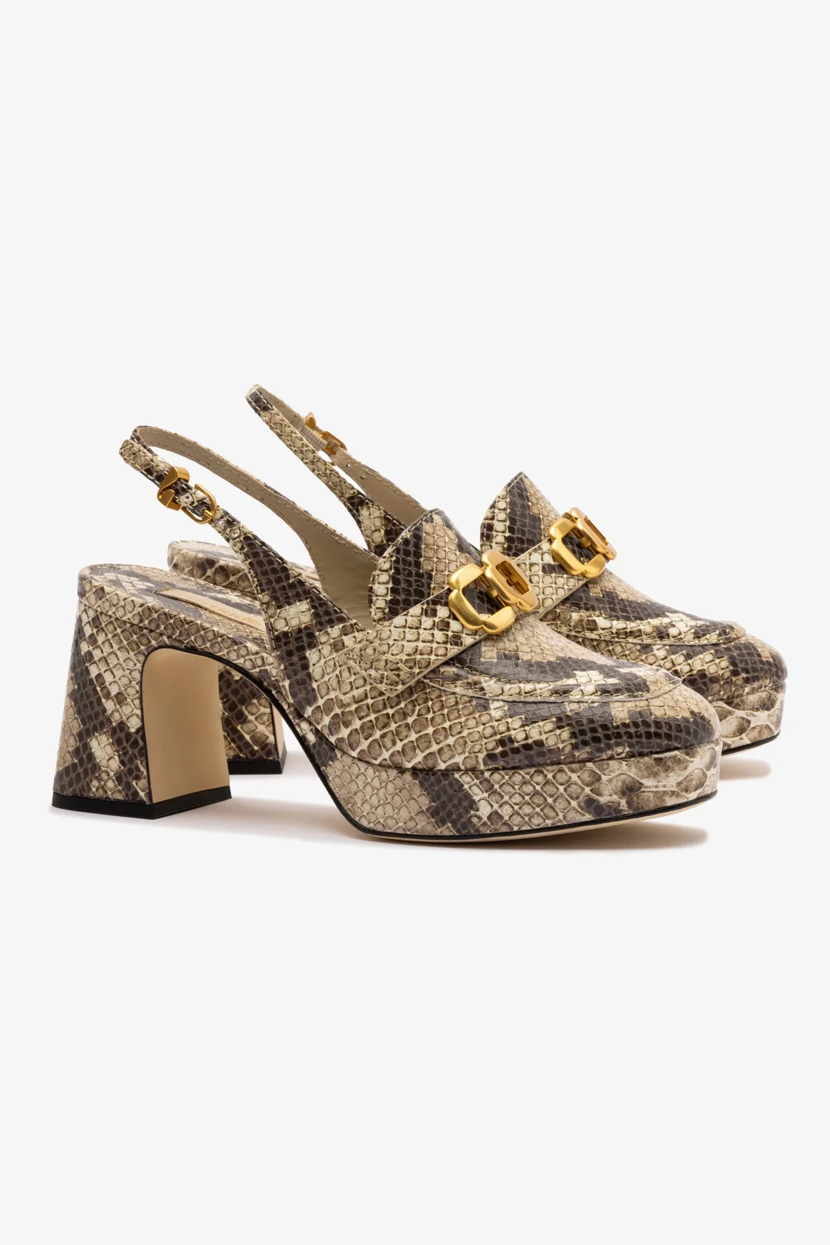 Harrington Loafer Low In Neutral Snake Leather