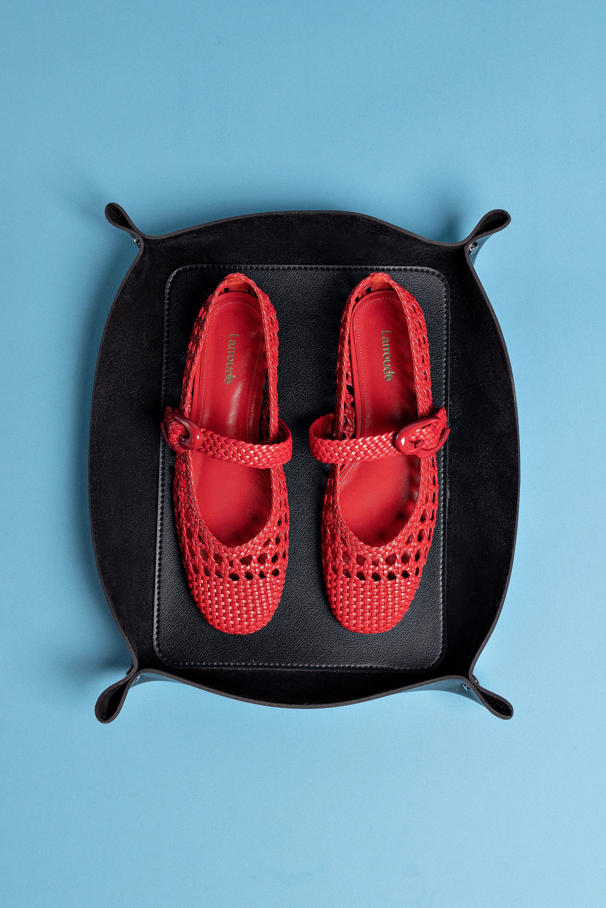 Verona Macrame Ballet Flat In Scarlet Leather