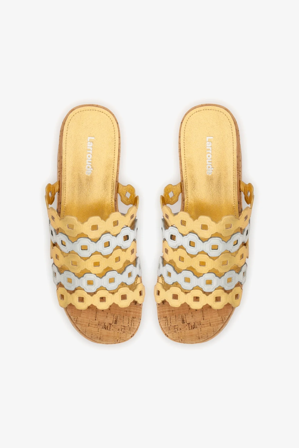 Charli Mule In Gold and Silver Metallic Leather