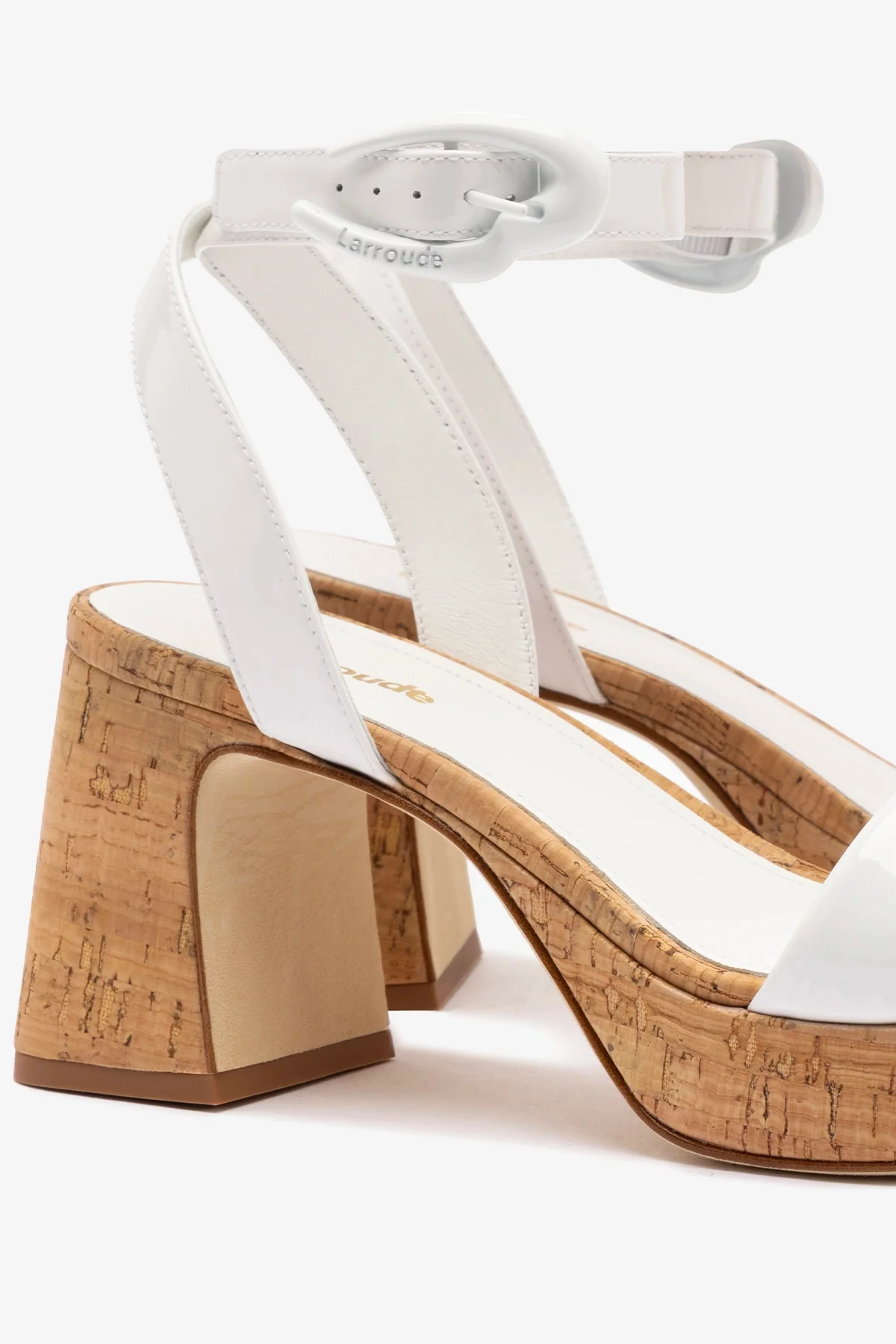 Dolly Verona Low Sandal In White Patent Leather and Natural Cork