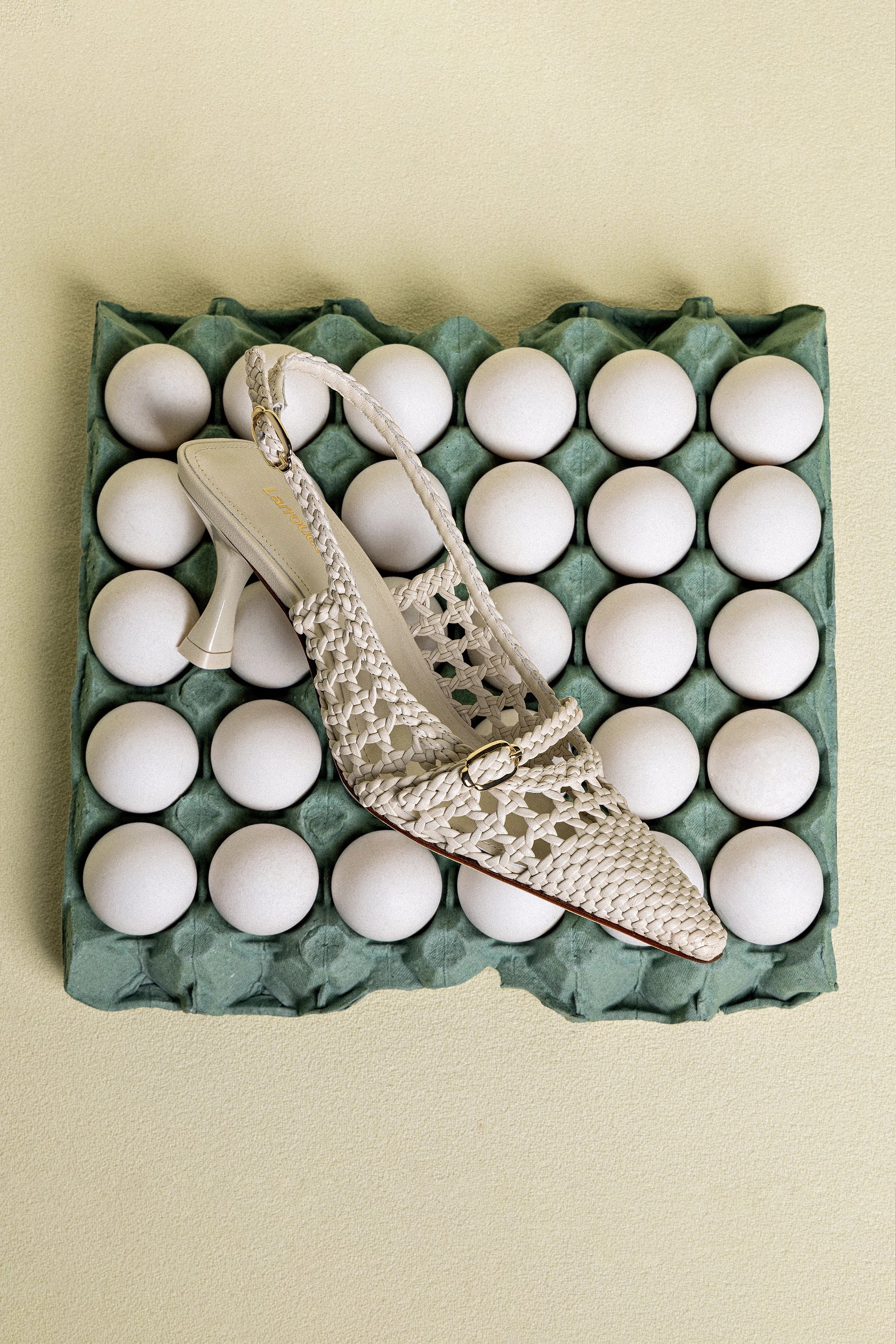 Ines Macrame Pump In Ivory Leather