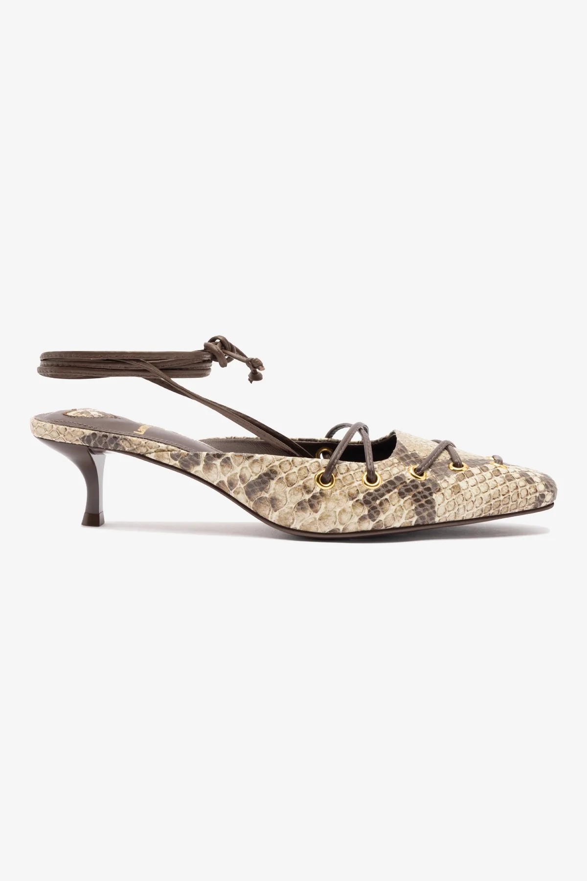 Amal Lace Up Pump In Neutral Printed Snake