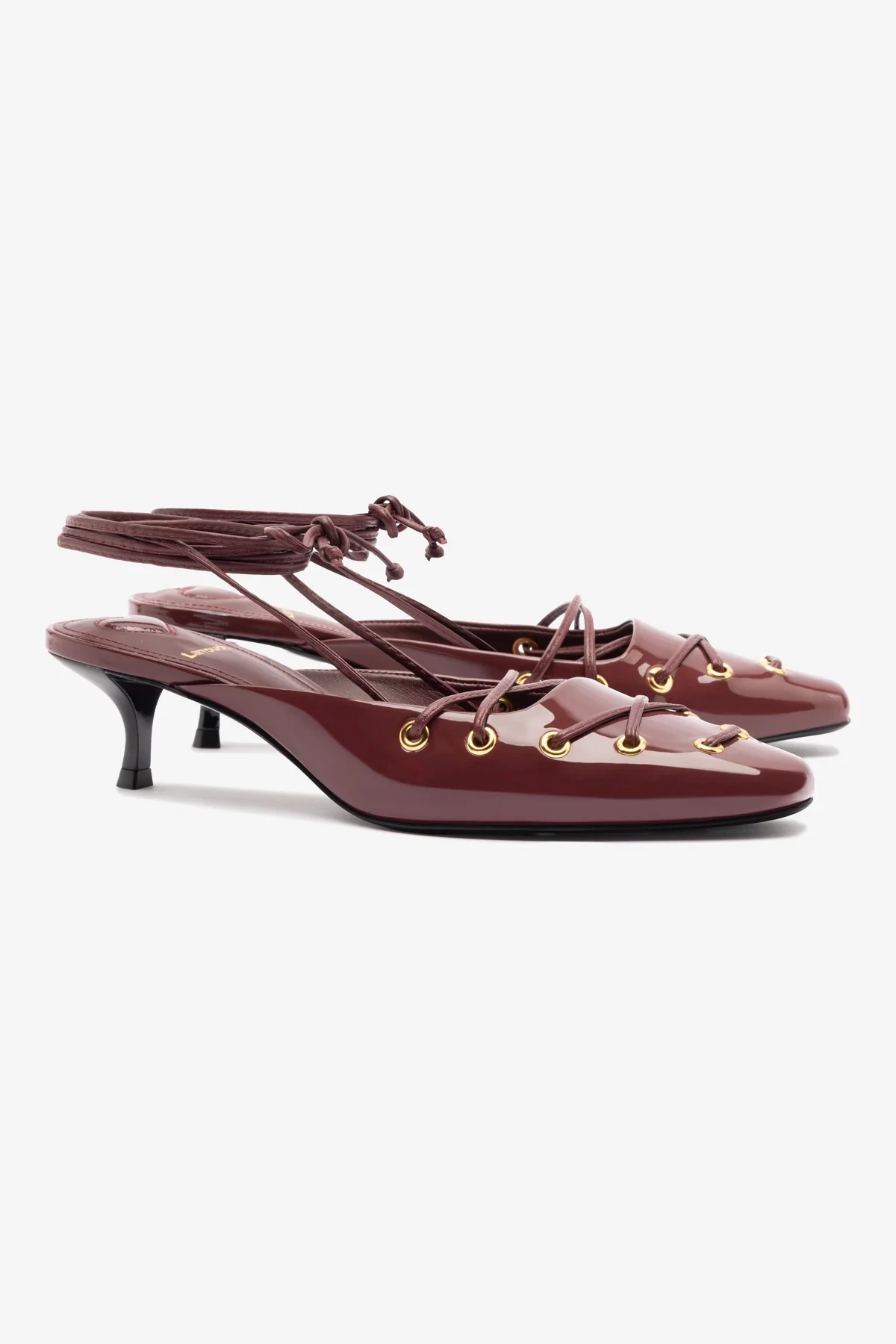 Amal Lace Up Pump In Burgundy Leather