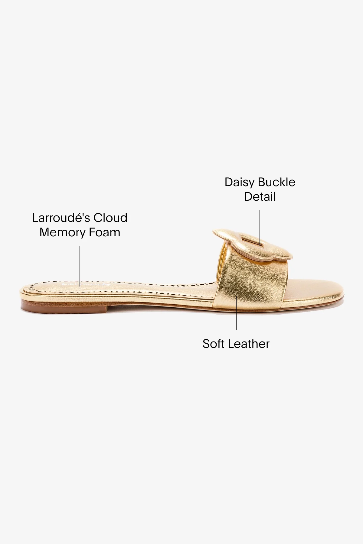 Flora Flat Mule In Gold Metallic Leather