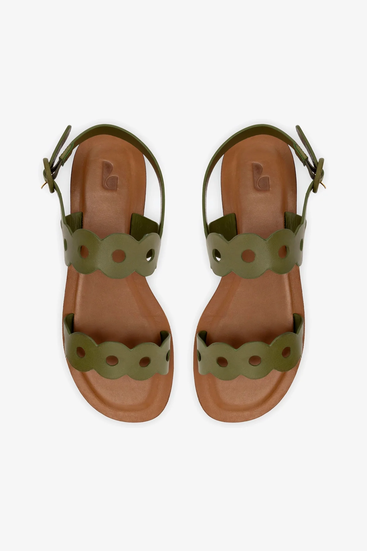 Florence Flat Sandal In Seaweed Leather