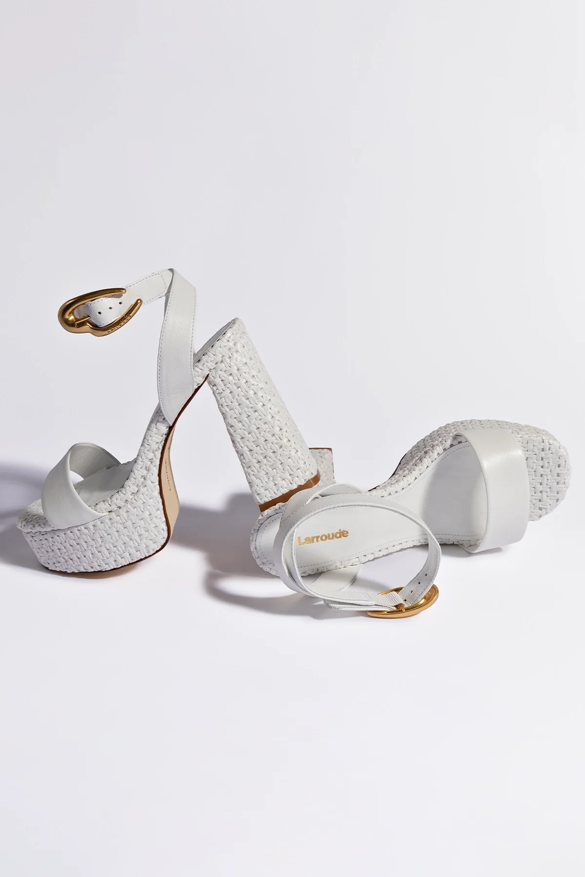 Dolly Verona Sandal In White Leather and White Raffia