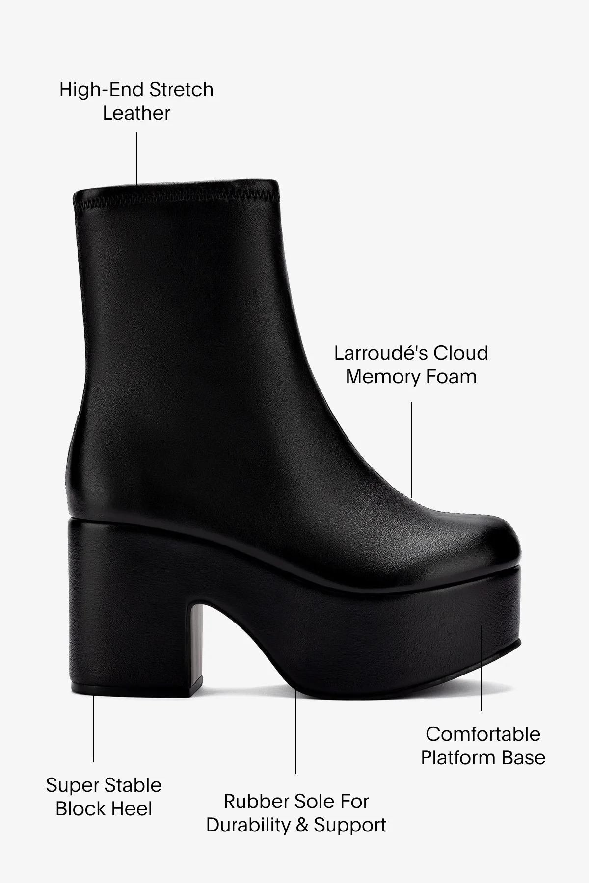 Miso Platform Boot In Black Stretch Leather