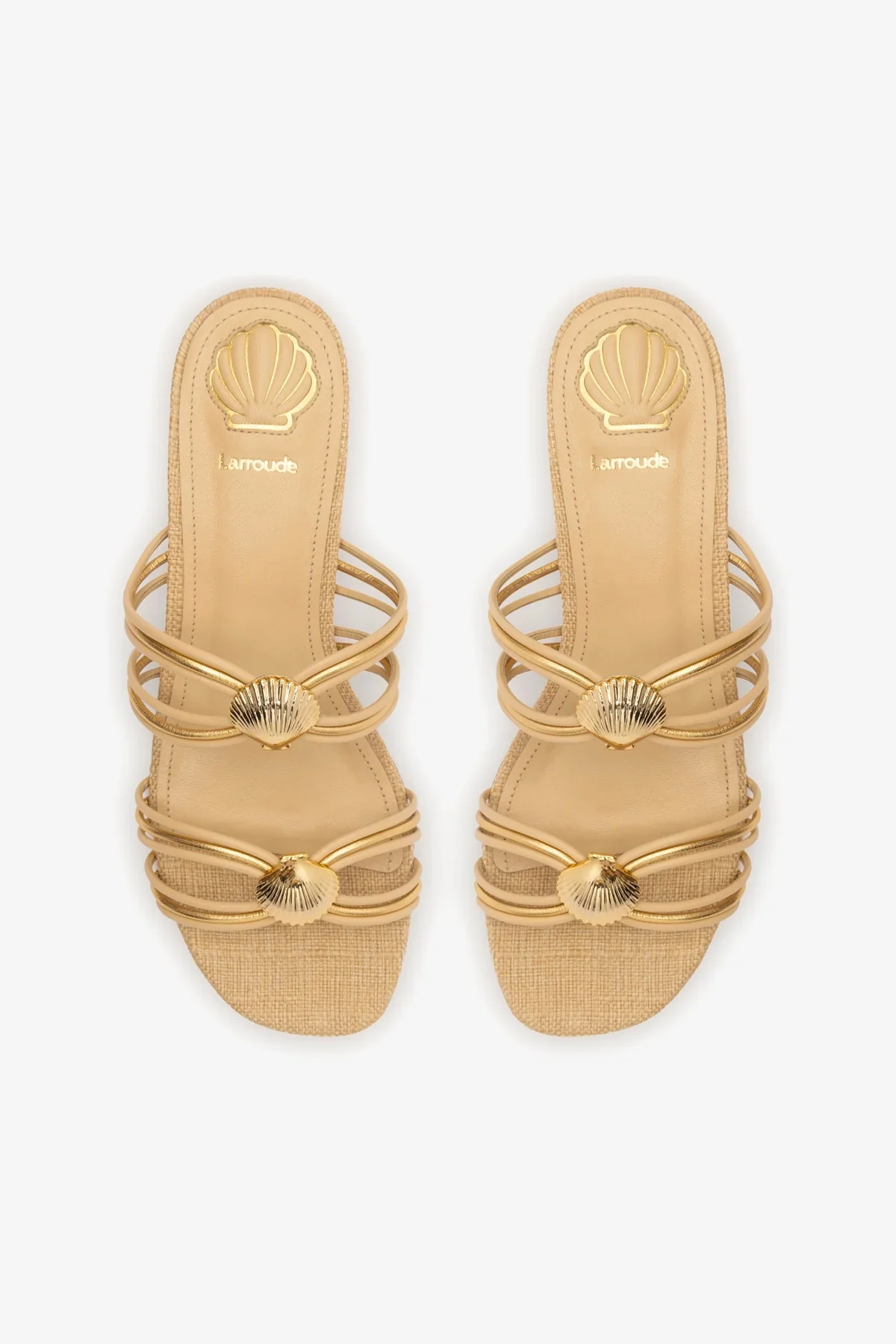 Shelly Flat Mule In Beige Raffia