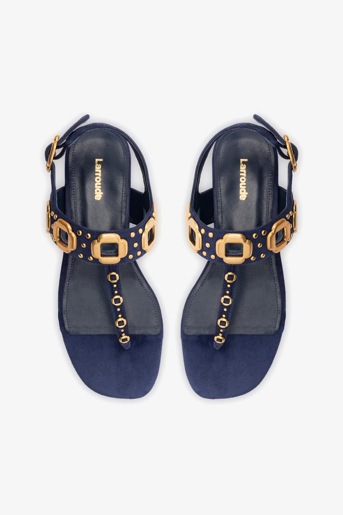 Milan Studs Thong Sandal In Navy Suede
