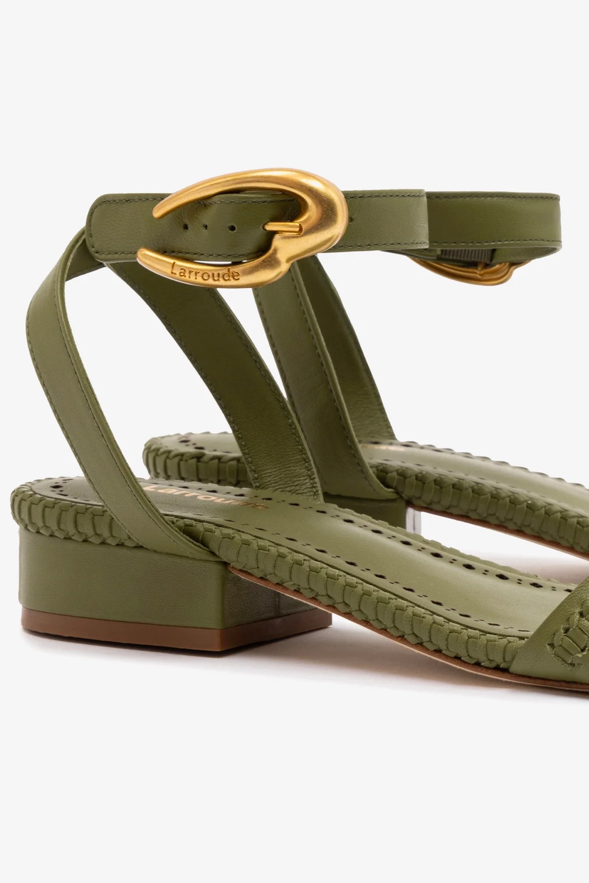 Verona Flat Sandal In Seaweed Leather