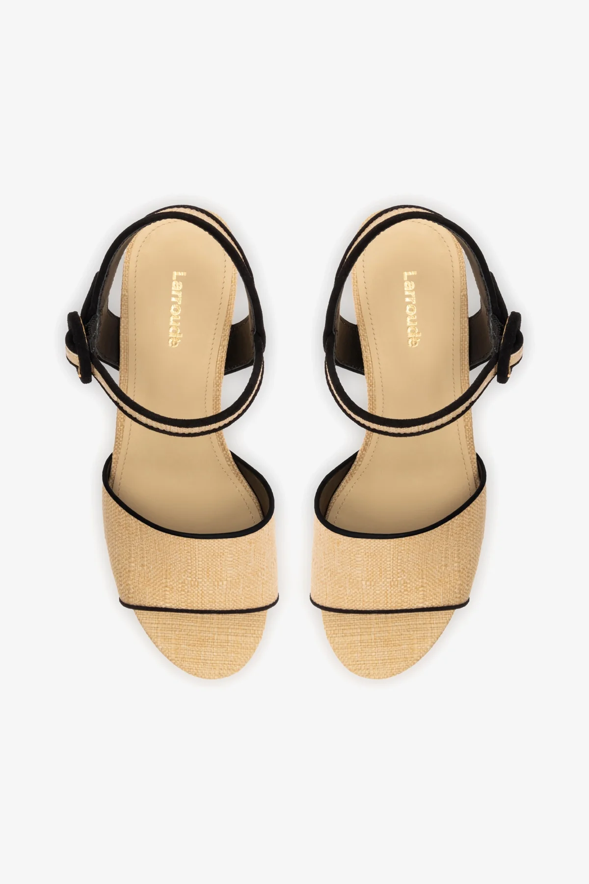 Miso Sandal In Beige Raffia and Black Trimming