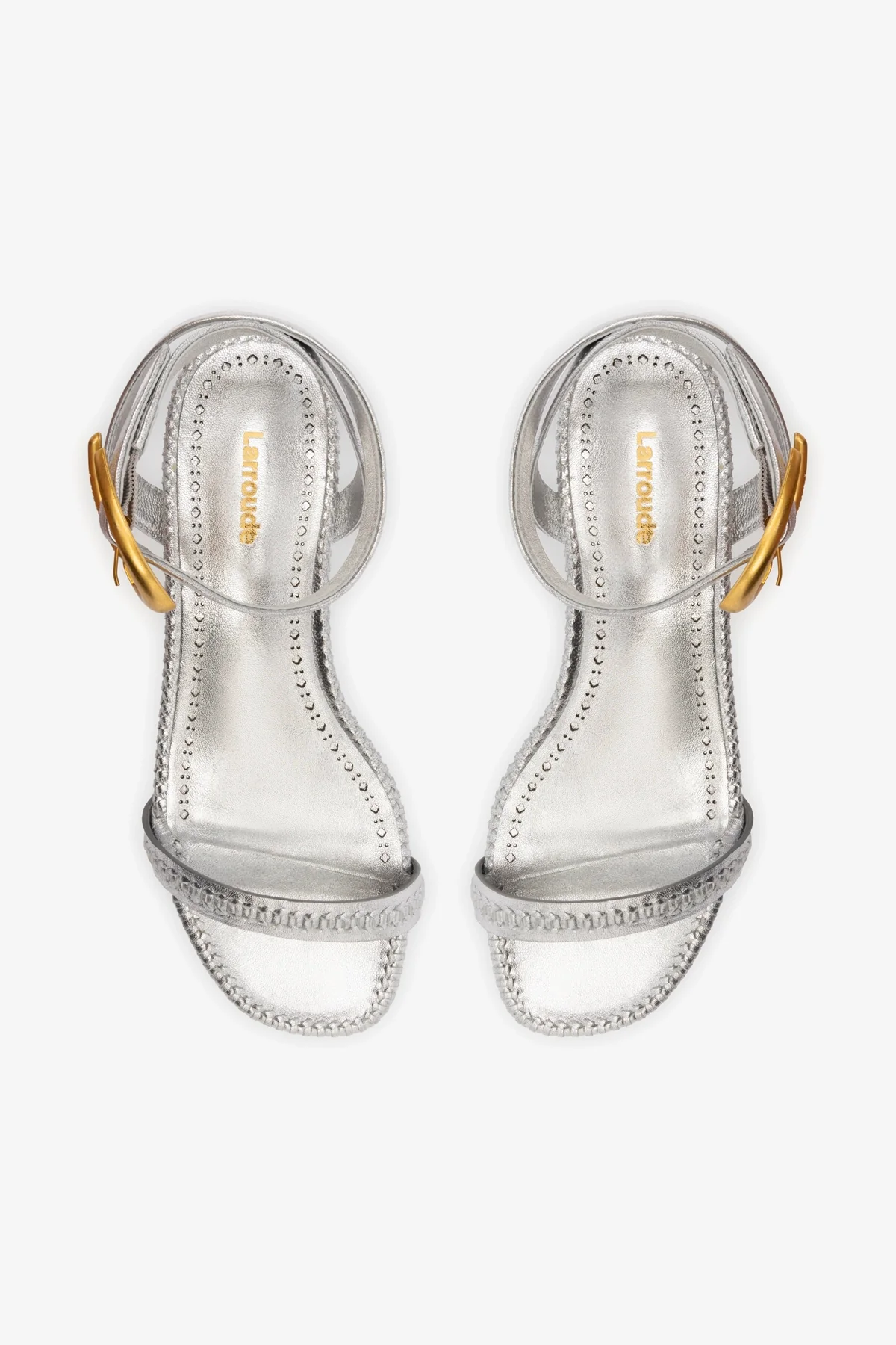 Verona Flat Sandal In Silver Metallic Leather