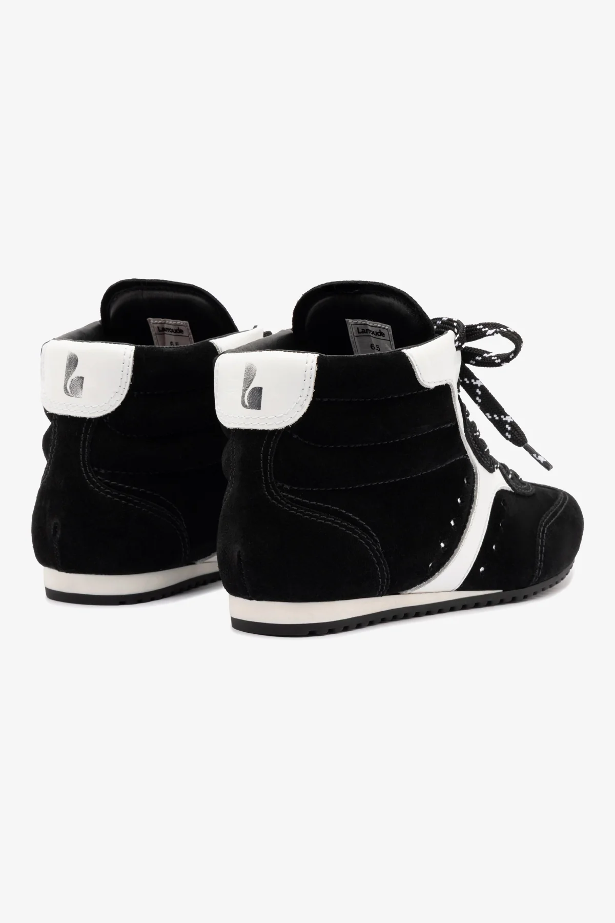 Stella Mid Sneaker In Black Suede and White Leather