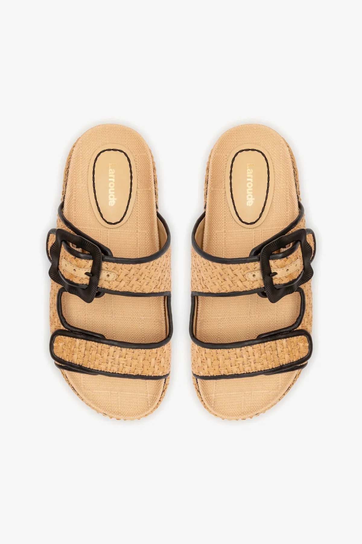 Maui Slide In Tapestry Natural Raffia and Black Trimming