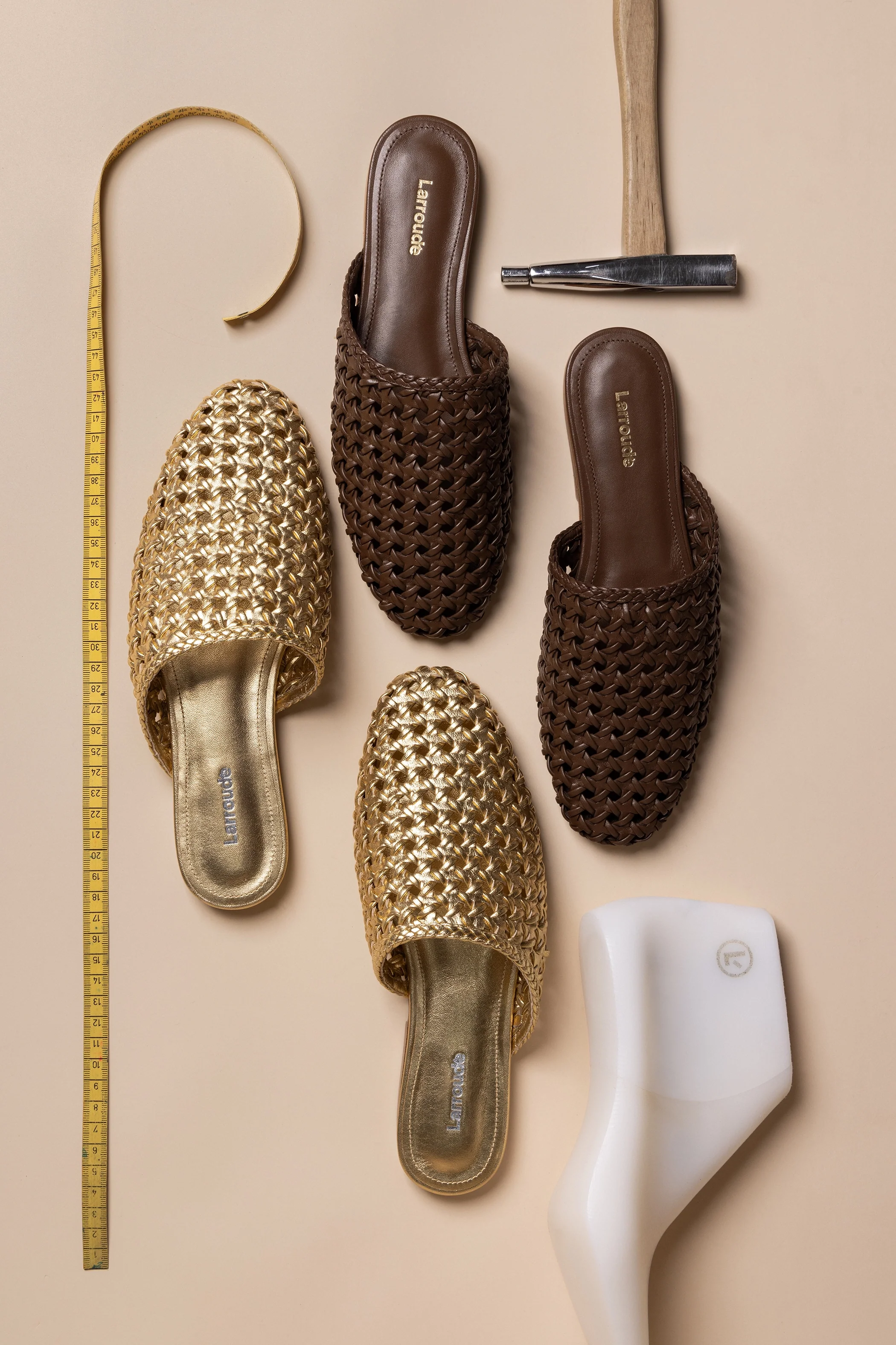 Venice Macrame Flat Mule In Burnt Umber Leather