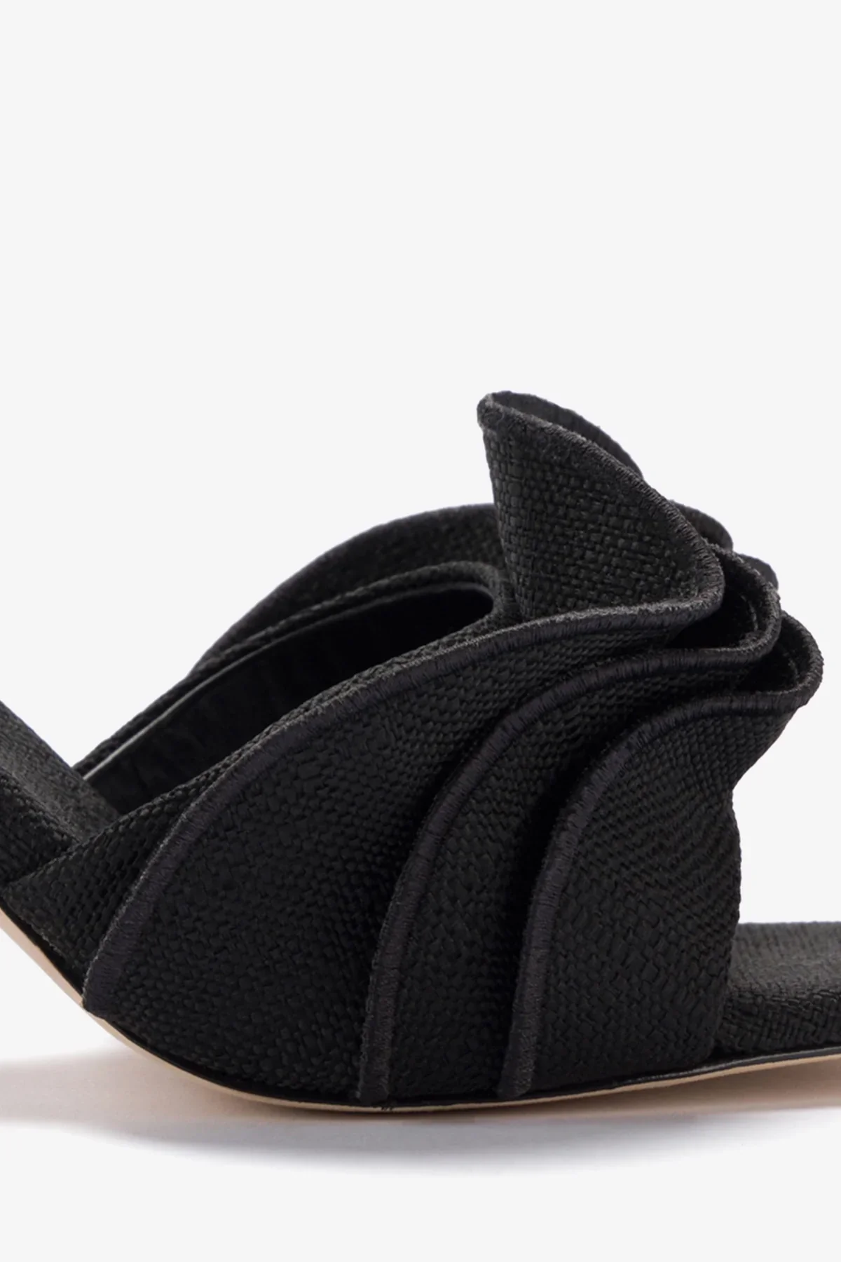 Selena Ruffle Sandal In Black Raffia