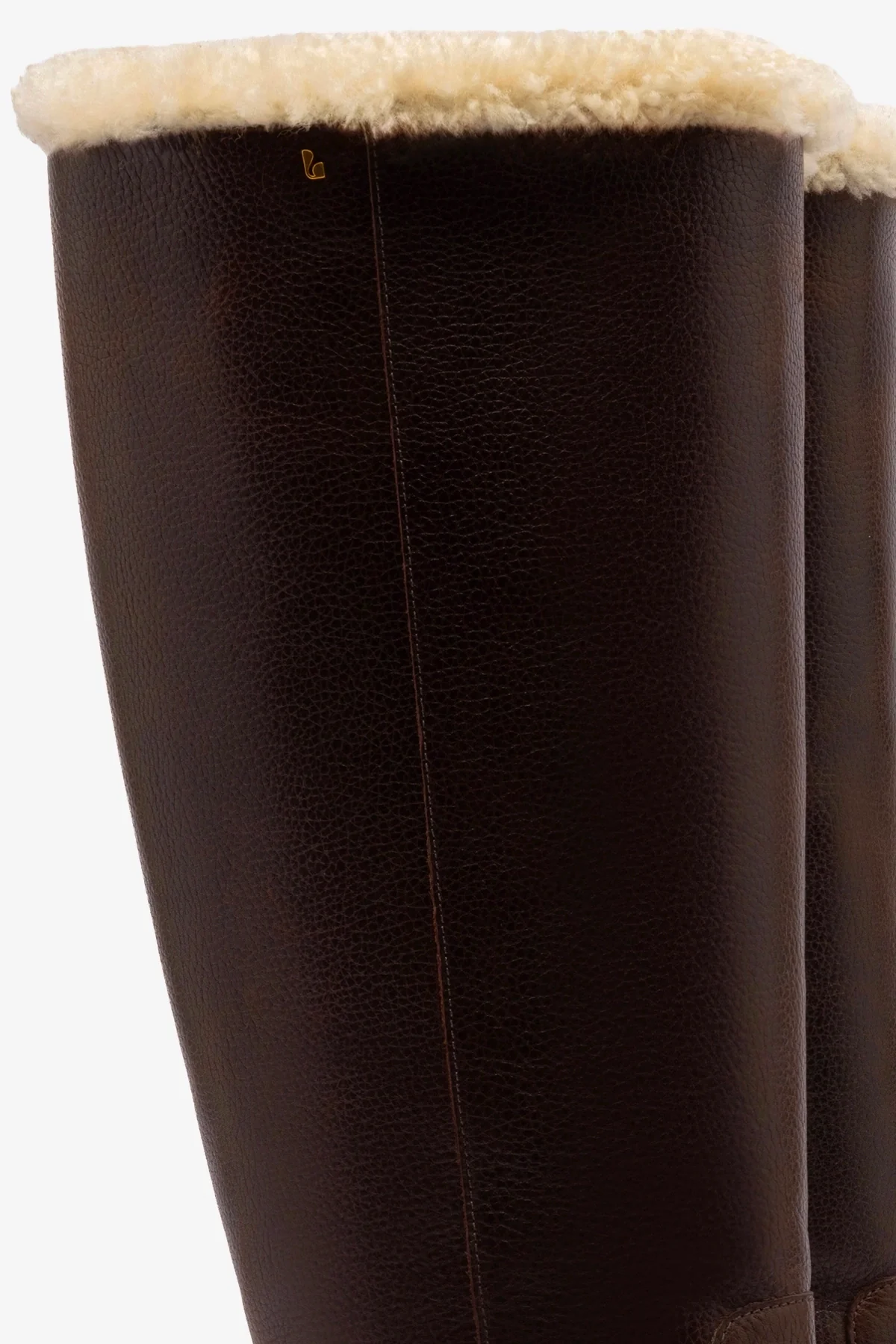 Anne Lugsole Boot In Brown Leather And Natural Shearling