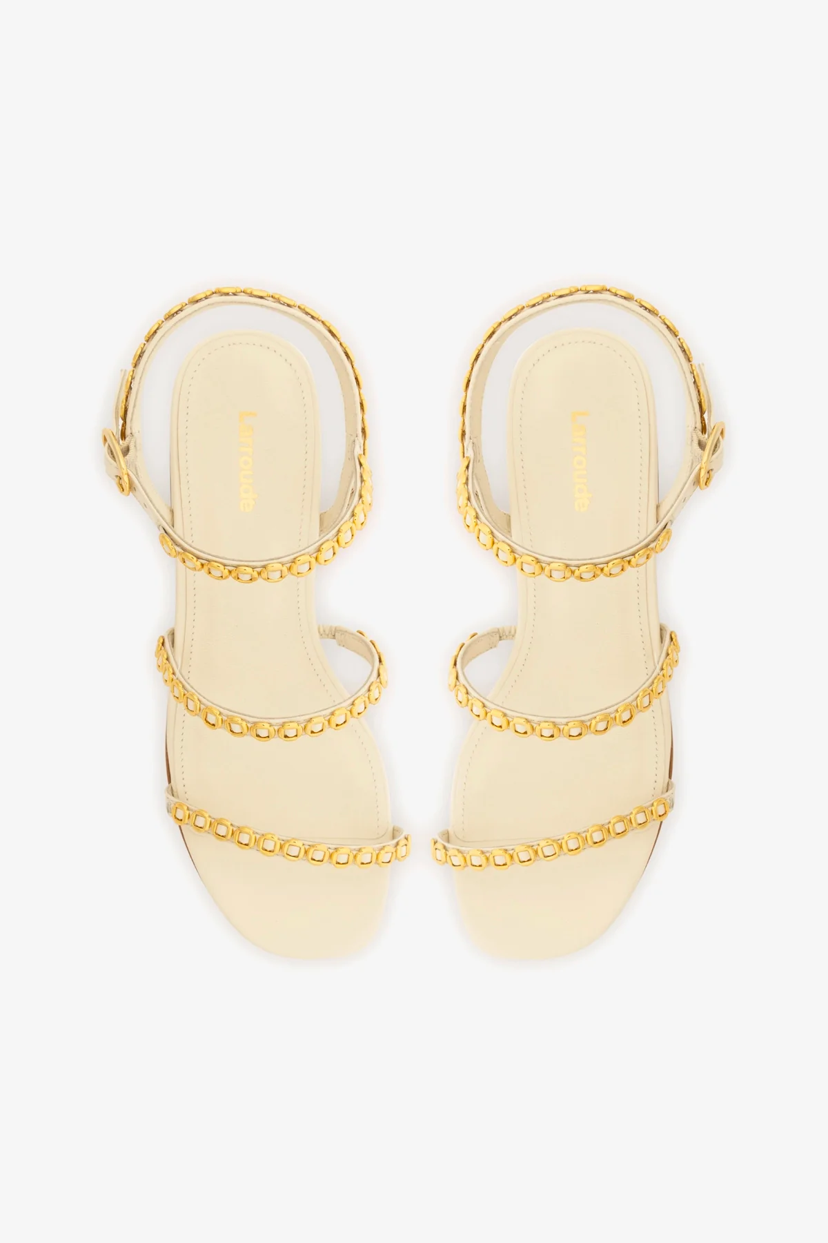 Milanina Flat Sandal In Ivory Leather