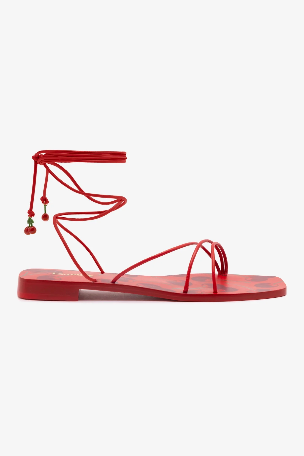 Nadia Flat Sandal In Scarlet Leather