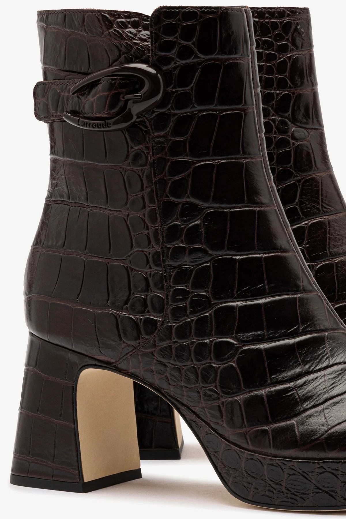 Dolly Verona Low Boot In Croco Brown Leather