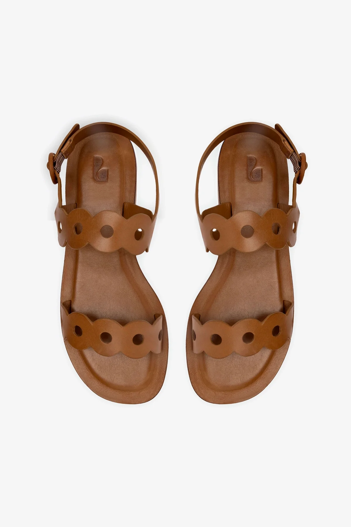 Florence Flat Sandal In Light Caramel Leather