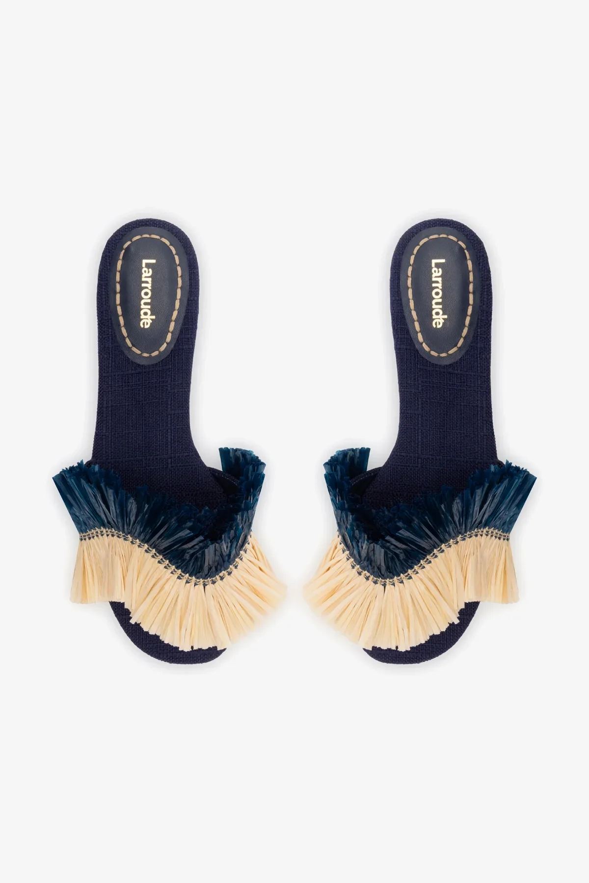 Ivy Fringe Flat In Navy Raffia