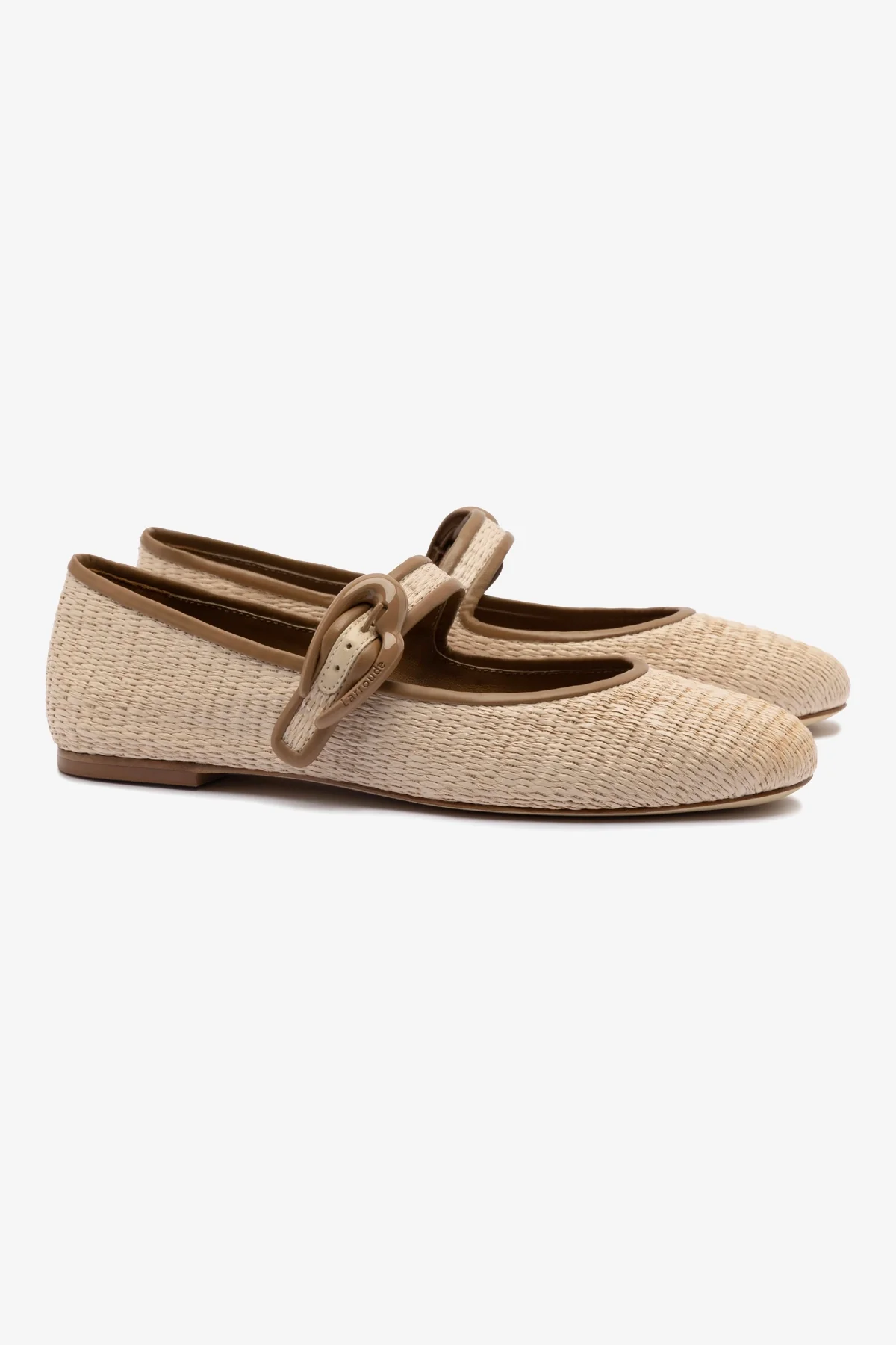 Verona Ballet Flat In Natural Raffia and Hazelnut Trimming
