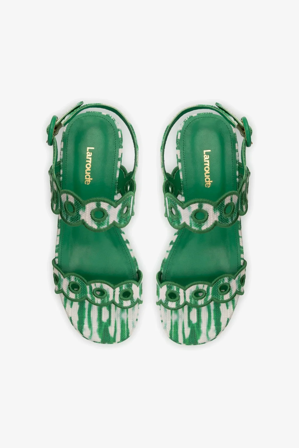 Florence Broderie Flatform Sandal In Tie Dye Evergreen Raffia