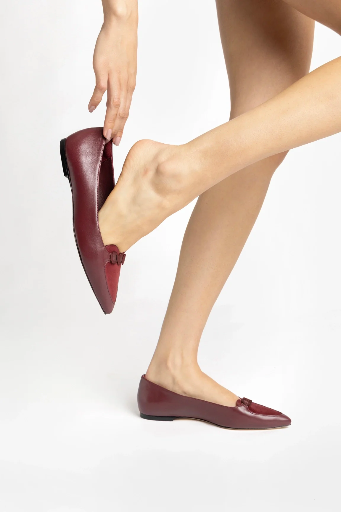 Audrey Flat In Burgundy Leather