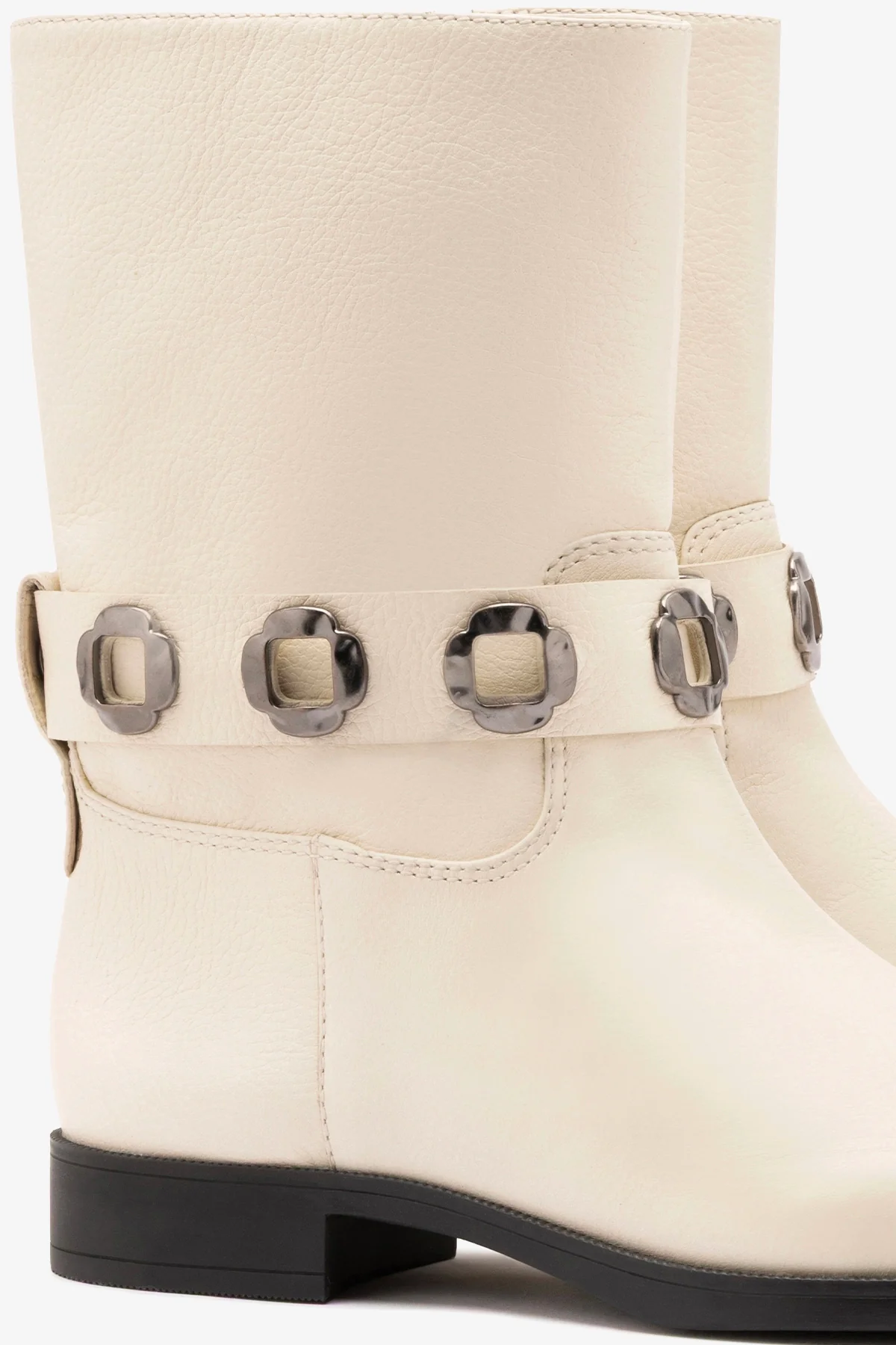 Milan Flat Bootie In Ivory Leather