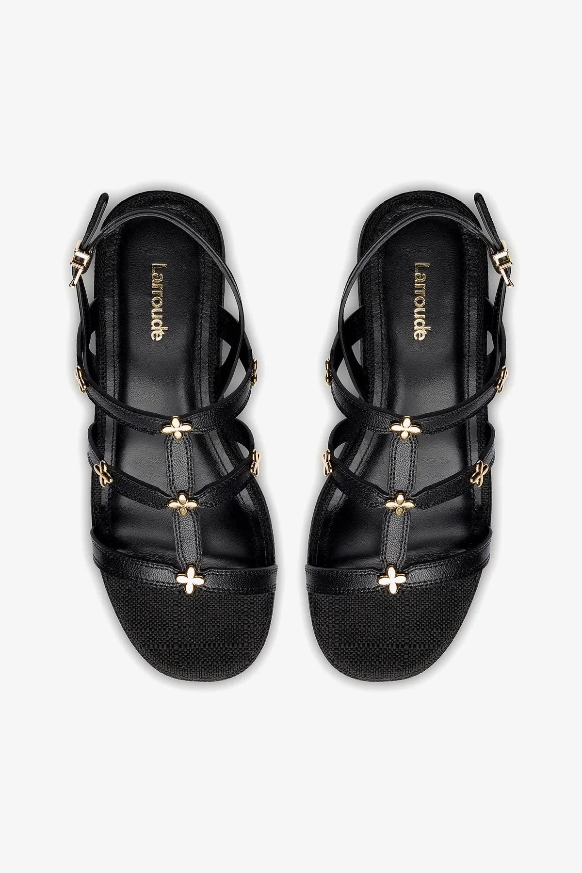 Harmony Flatform Sandal In Black Raffia