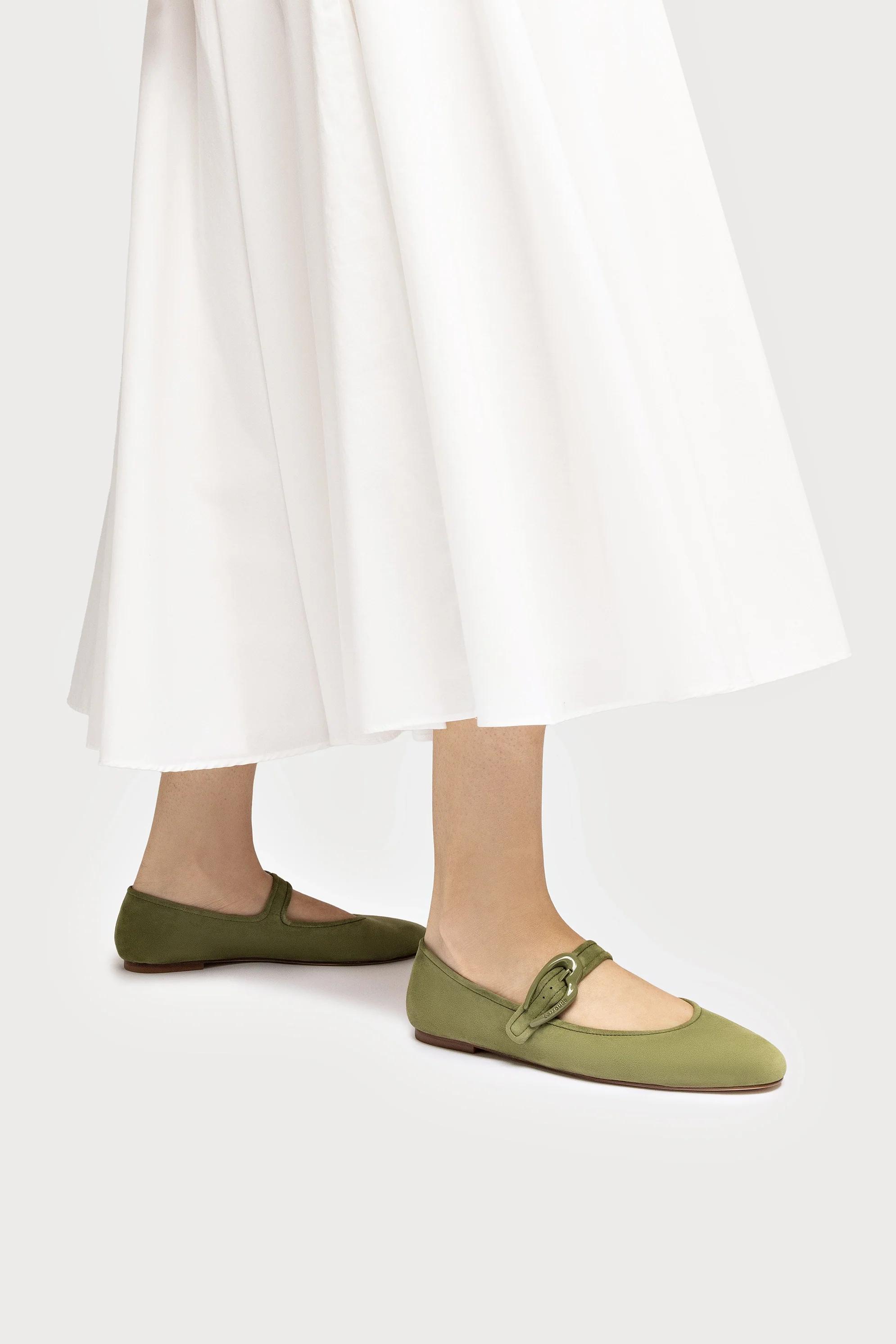 Verona Ballet Flat In Seaweed Suede