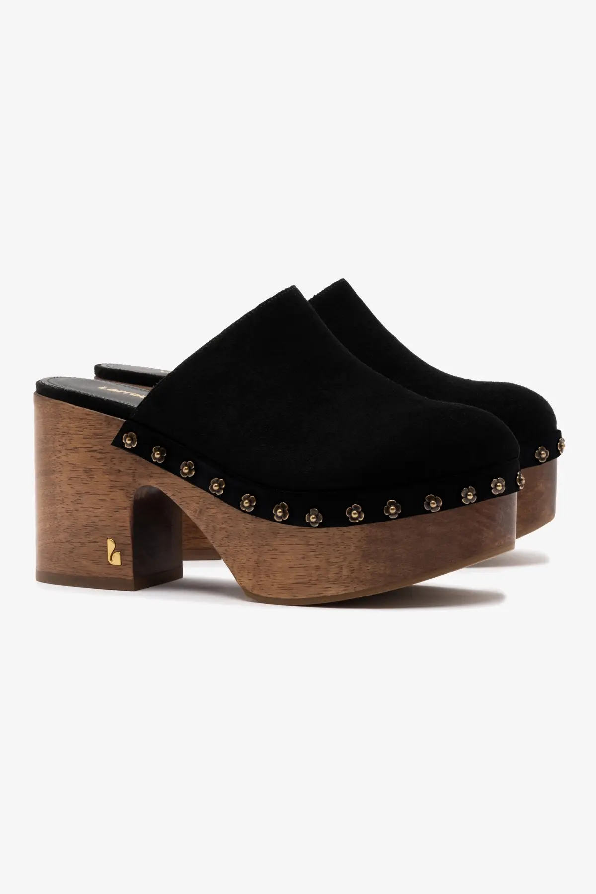 Miso Wooden Platform Clog In Black Suede