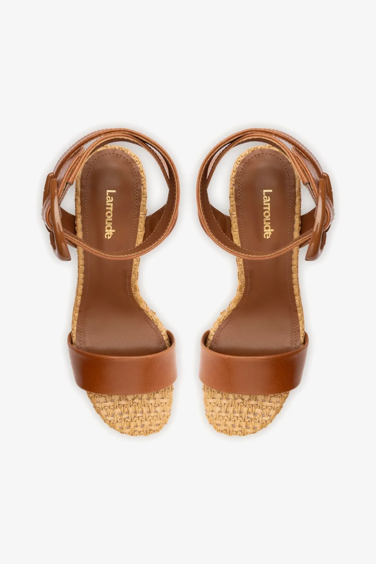 Dolly Verona Sandal In Caramel Leather and Natural Raffia